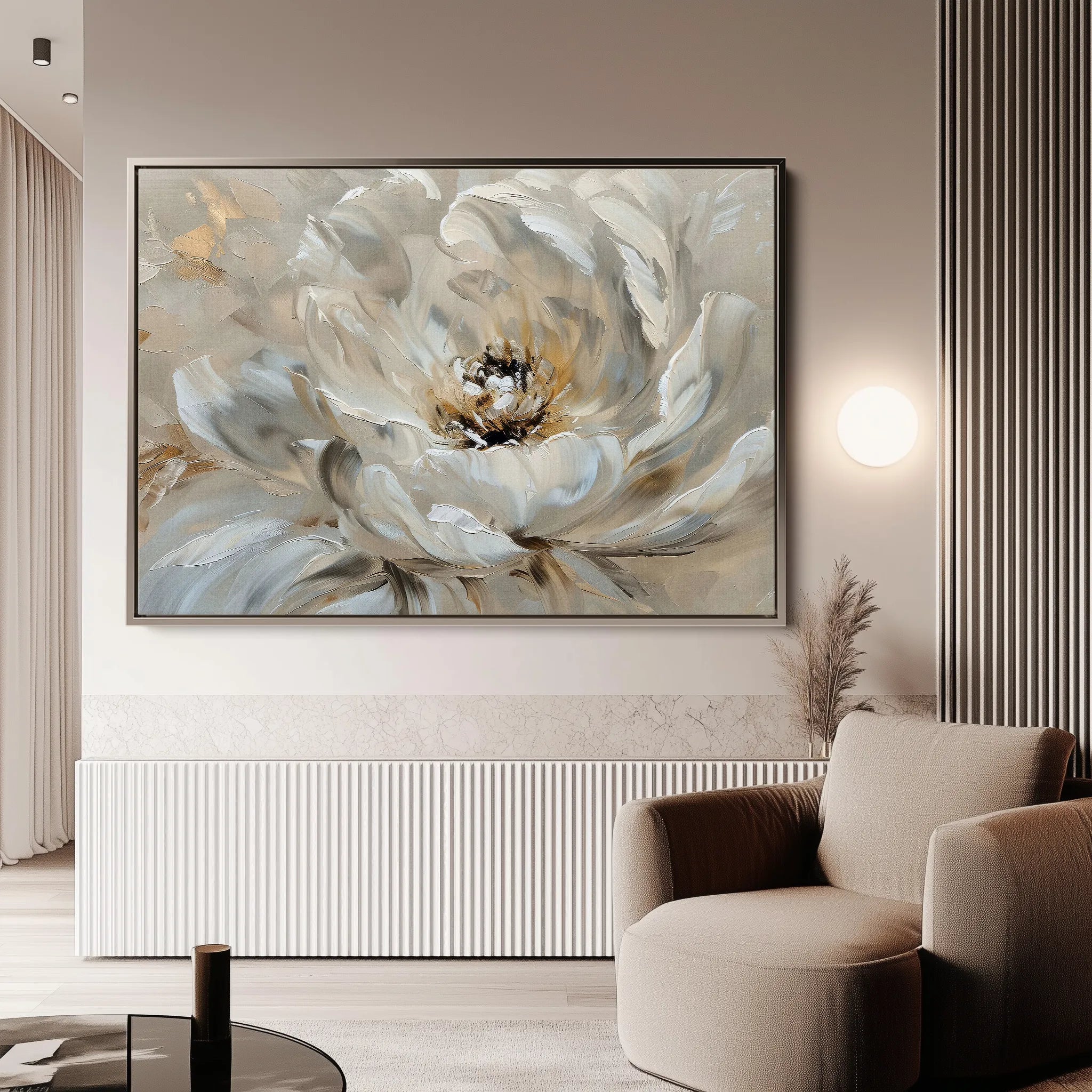 Floral 044 Canvas Art 60 x 40 cm / Black