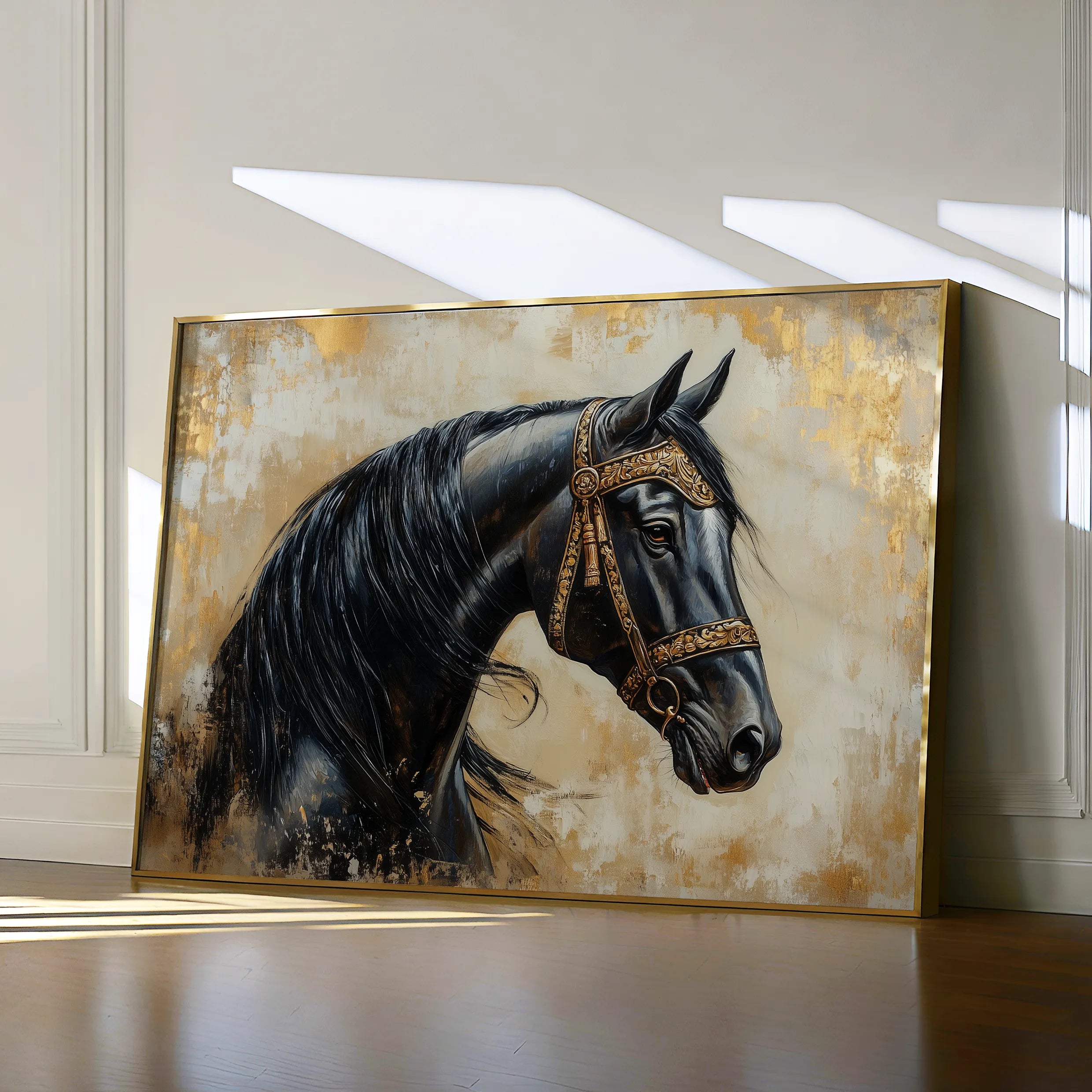 Horses 044 Canvas Art 60 x 40 cm / Black