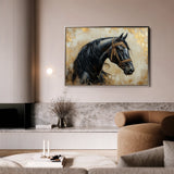 Horses 044 Canvas Art 60 x 40 cm / Black