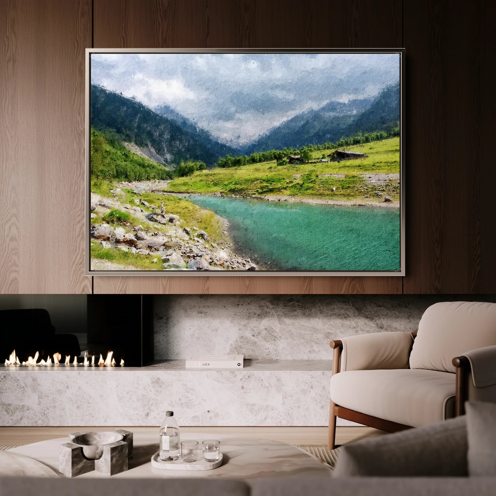 Landscape 044 Canvas Art 60 x 40 cm / Black