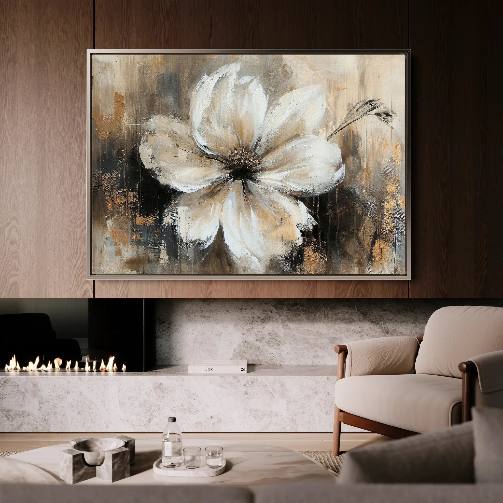 Floral 045 Canvas Art 60 x 40 cm / Black