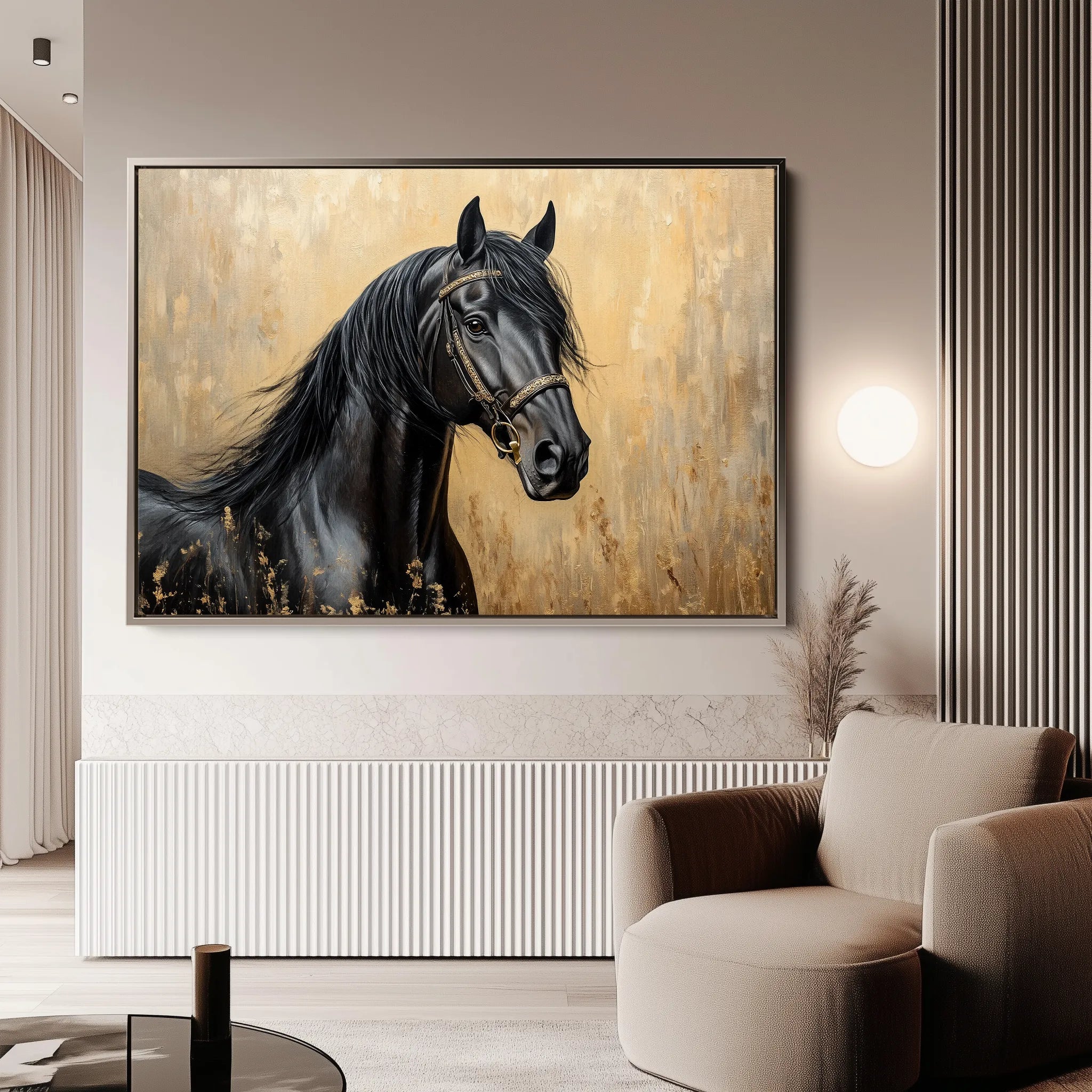 Horses 045 Canvas Art 60 x 40 cm / Black