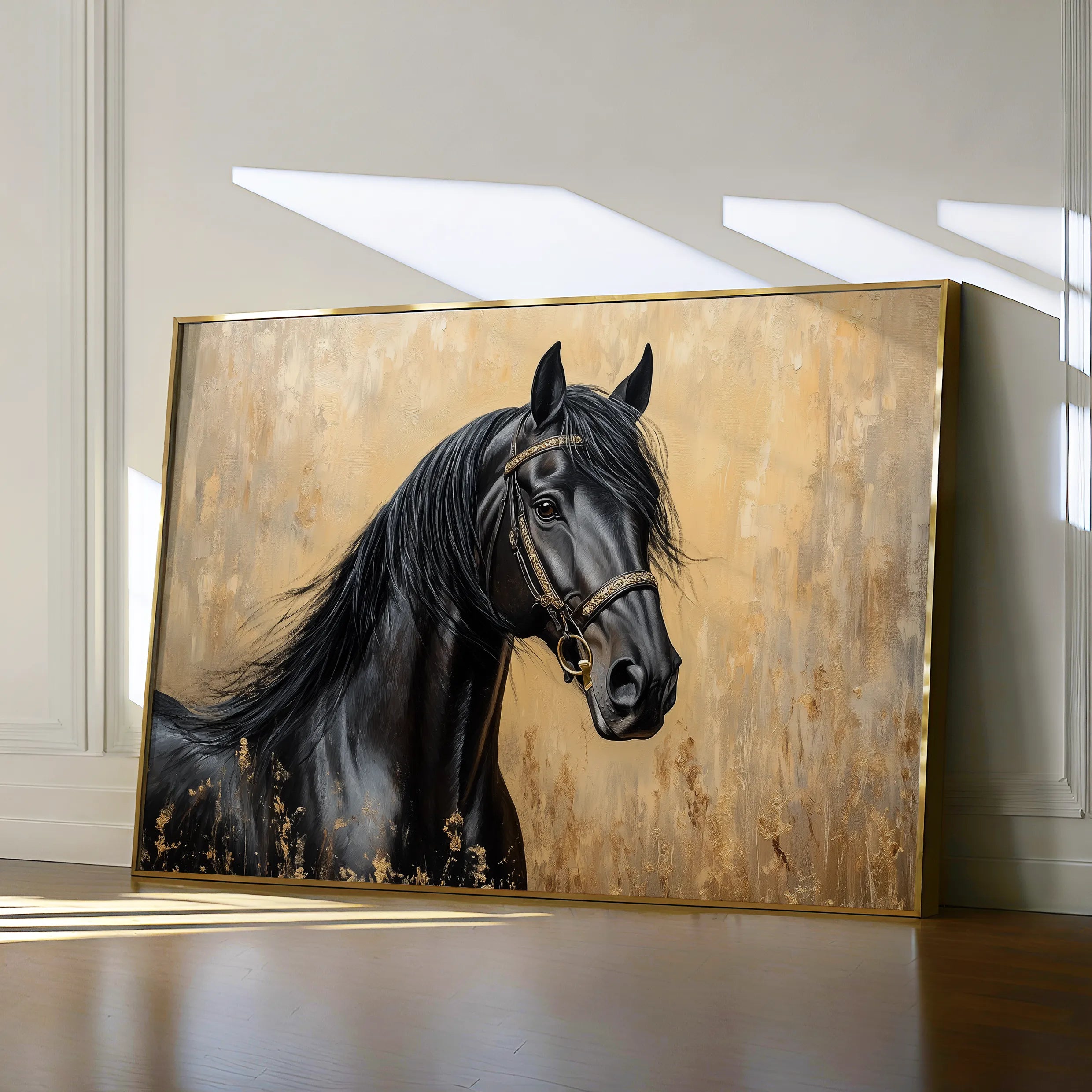 Horses 045 Canvas Art 60 x 40 cm / Black
