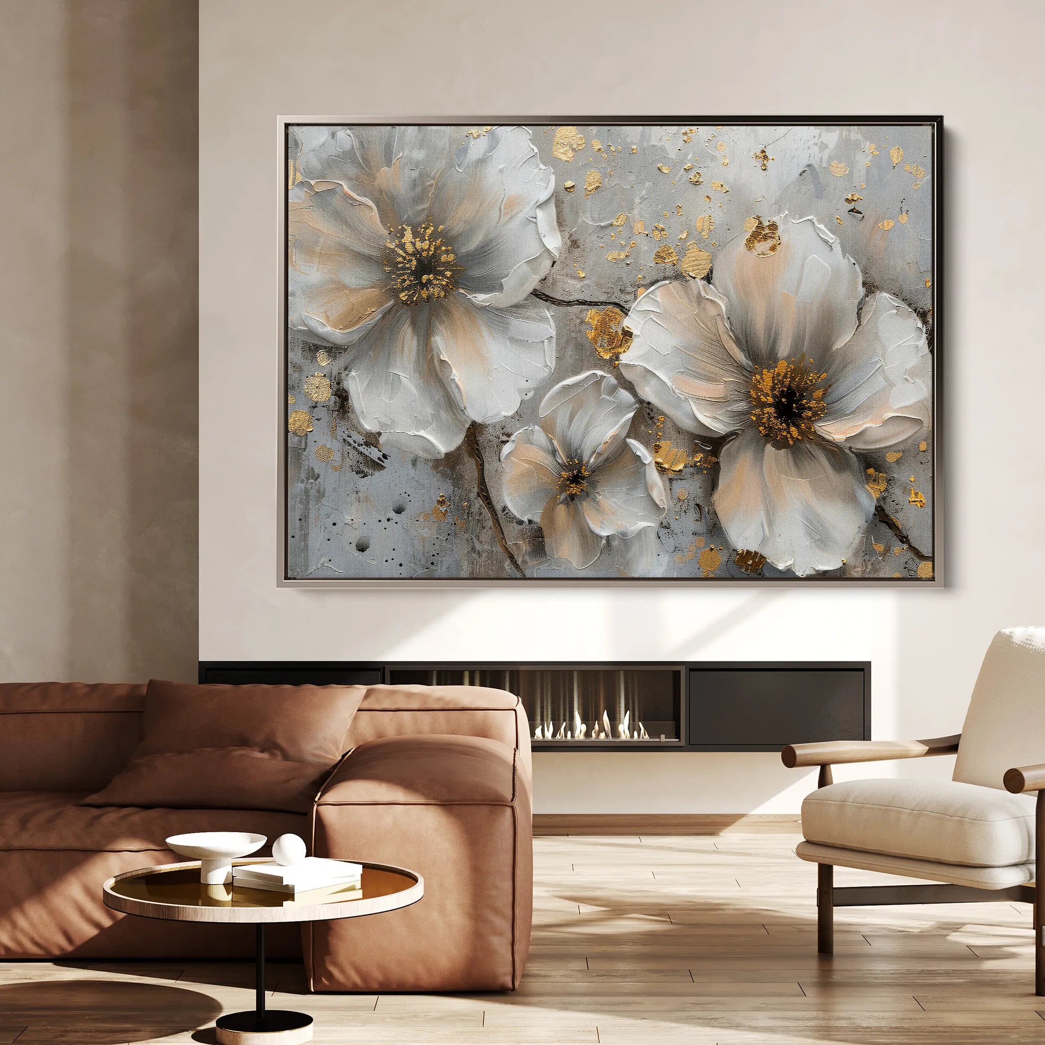 Floral 046 Canvas Art 60 x 40 cm / Black