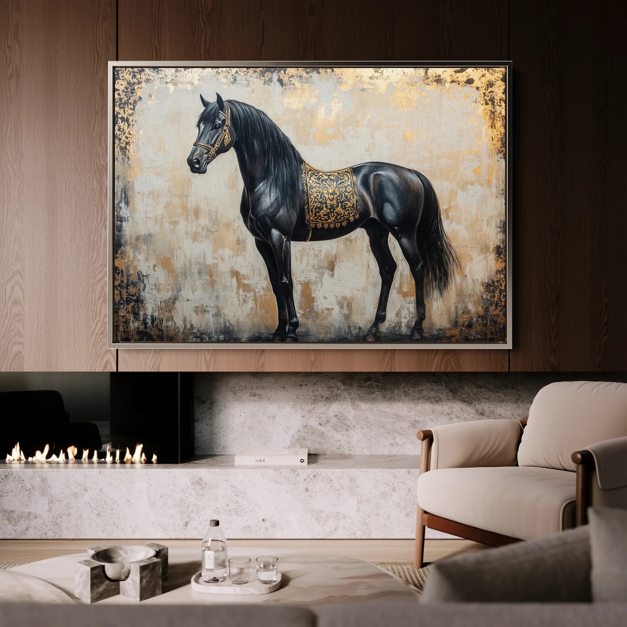 Horses 046 Canvas Art 60 x 40 cm / Black