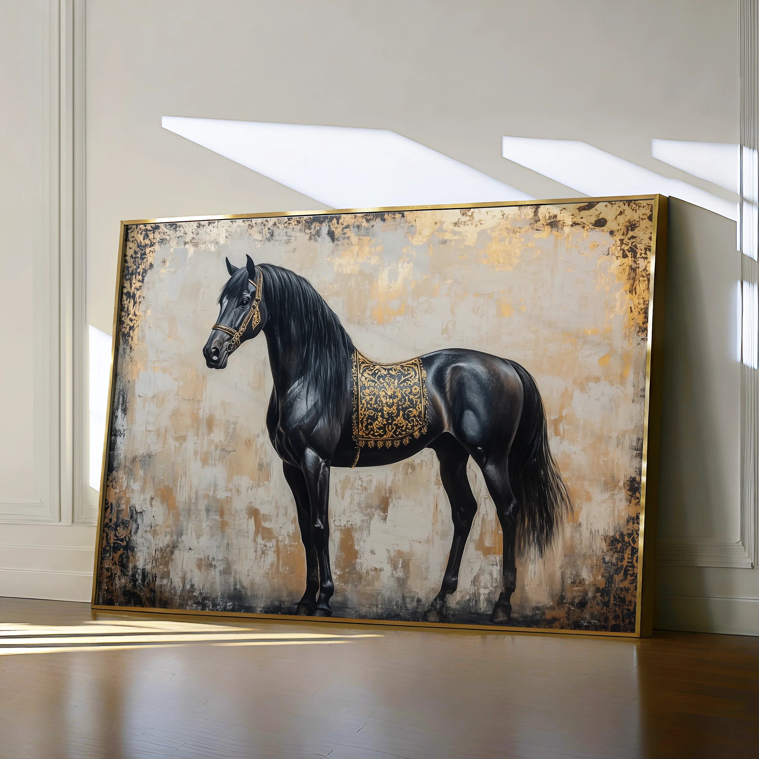 Horses 046 Canvas Art 60 x 40 cm / Black