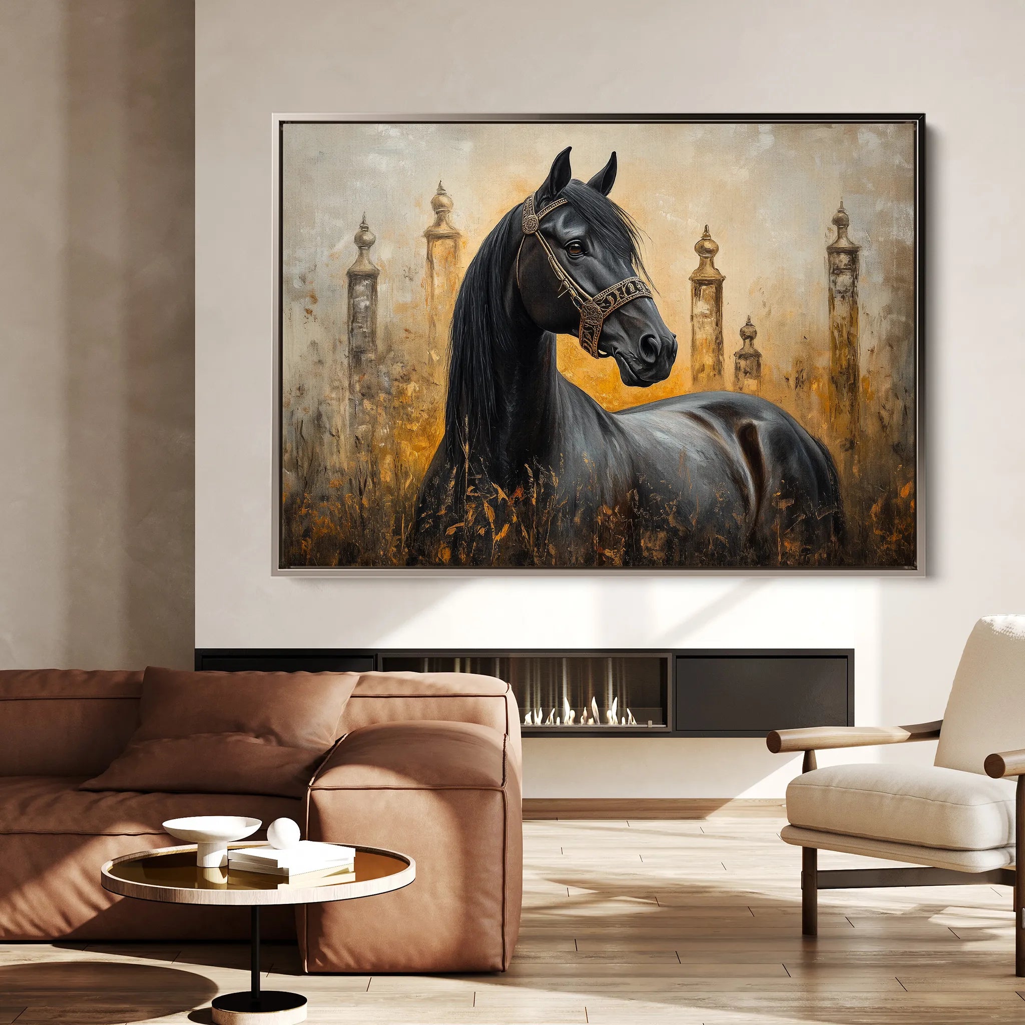 Horses 047 Canvas Art 60 x 40 cm / Black