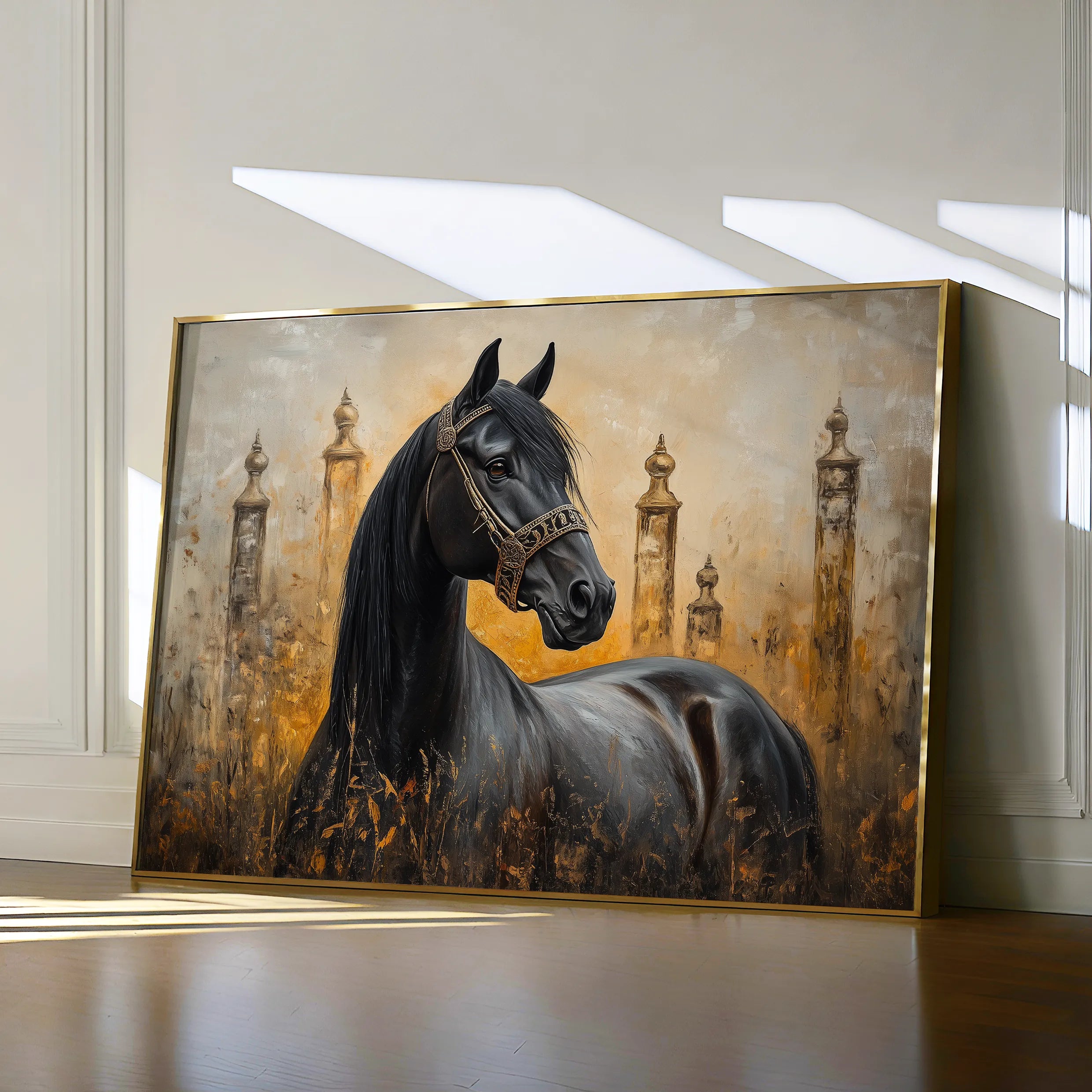 Horses 047 Canvas Art 60 x 40 cm / Black