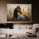 Horses 047 Canvas Art 60 x 40 cm / Black