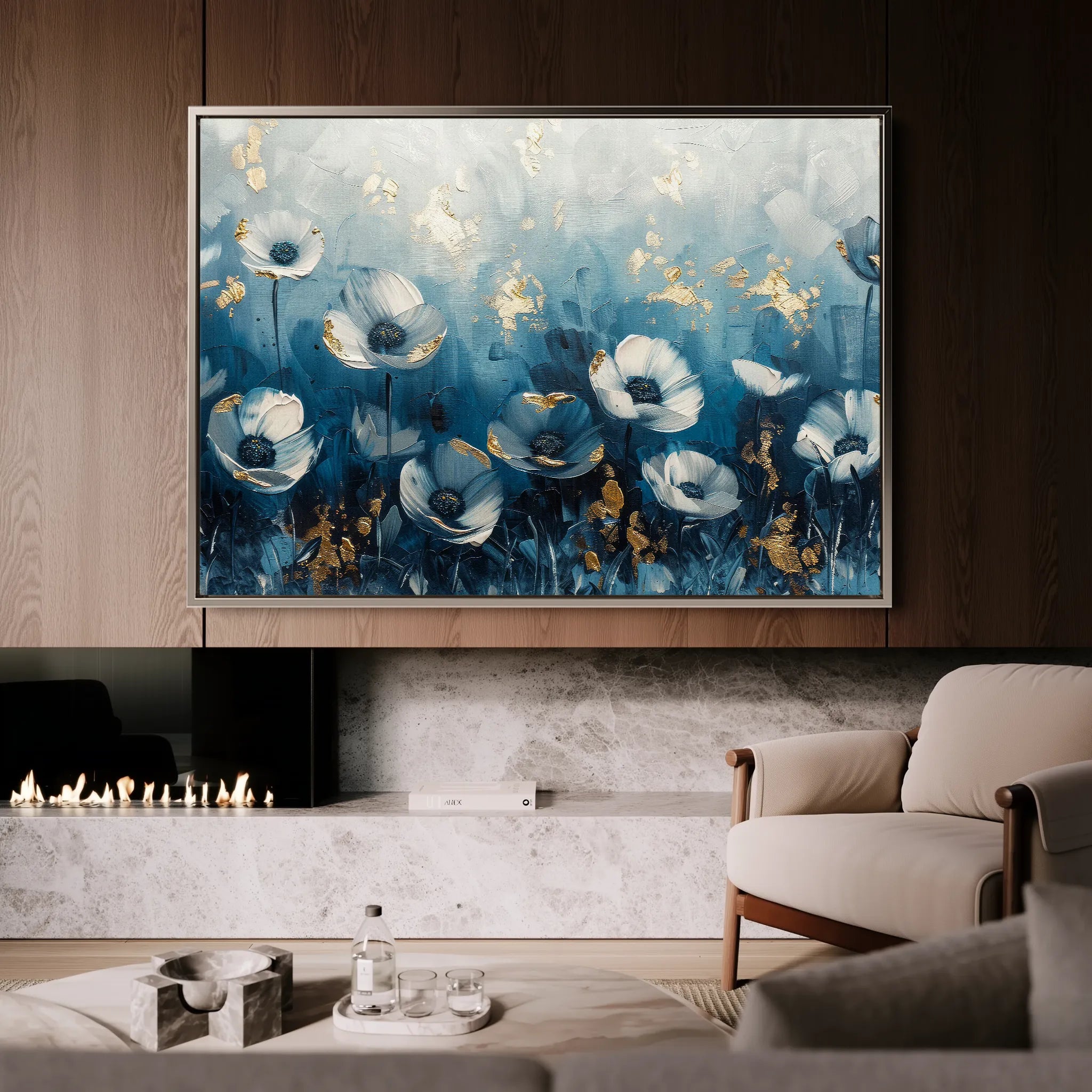 Floral 048 Canvas Art 60 x 40 cm / Black