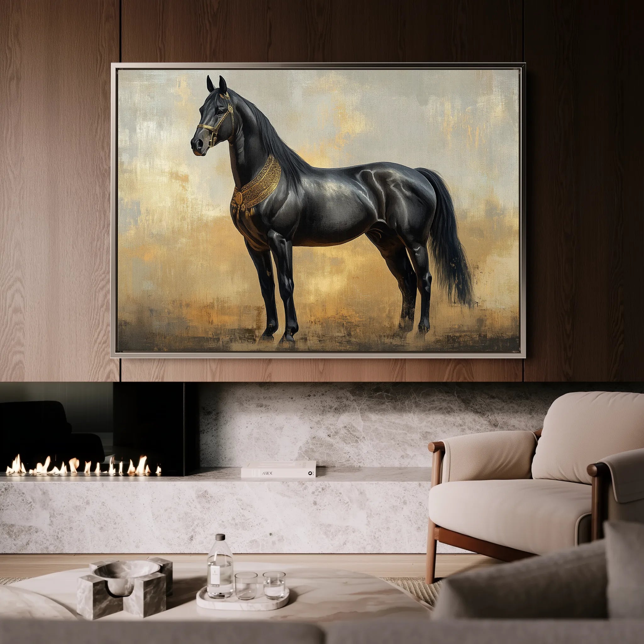 Horses 048 Canvas Art 60 x 40 cm / Black