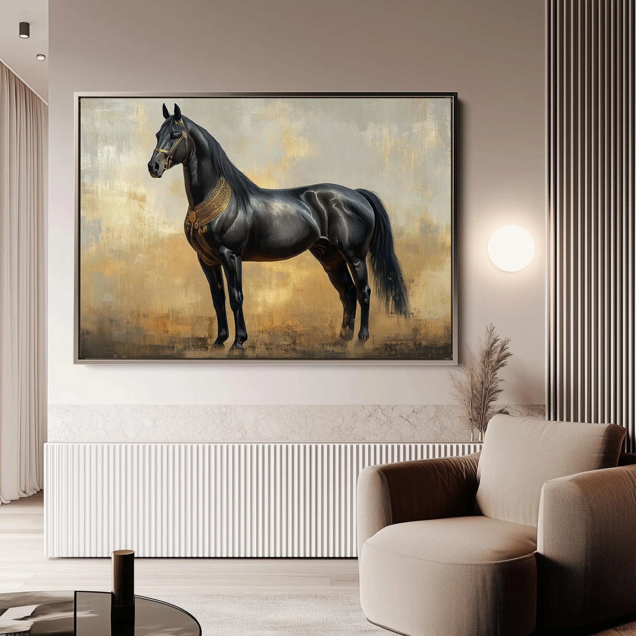 Horses 048 Canvas Art 60 x 40 cm / Black