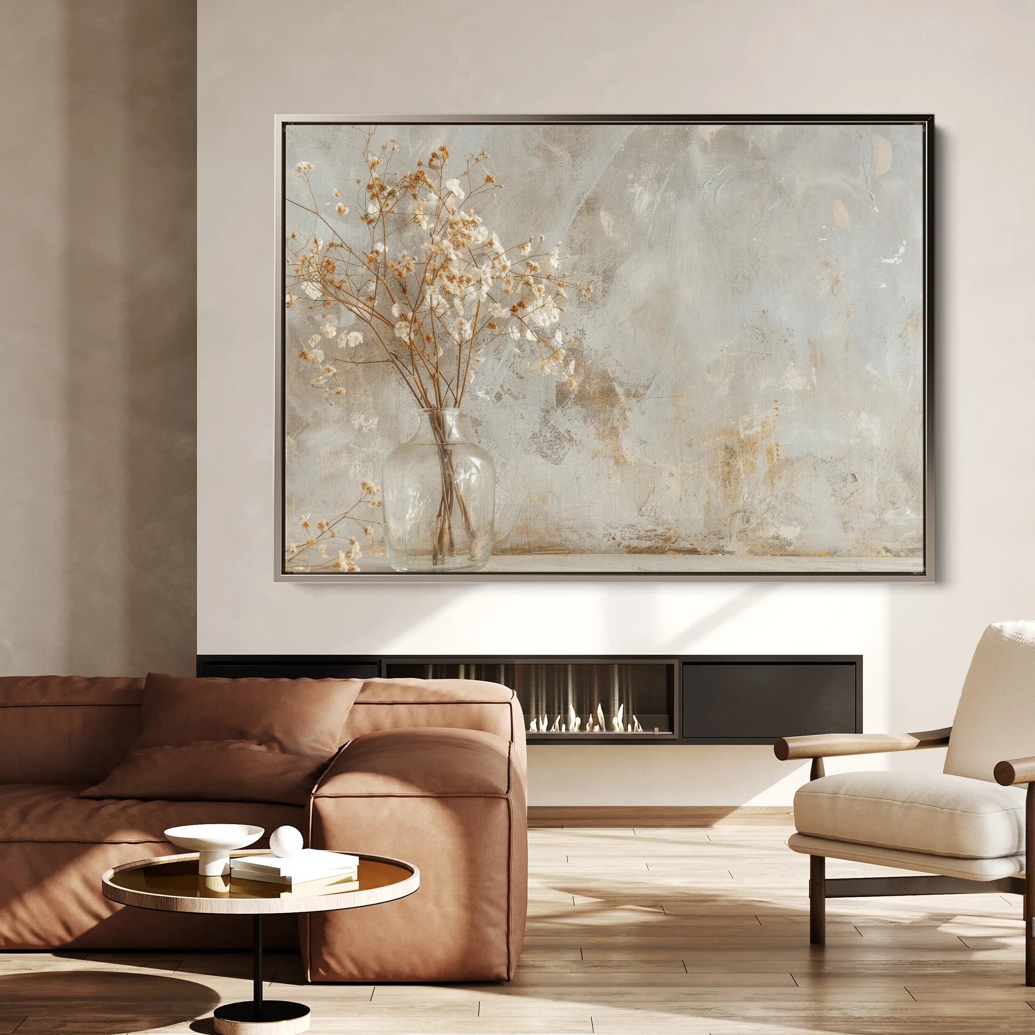 Floral 049 Canvas Art 60 x 40 cm / Black