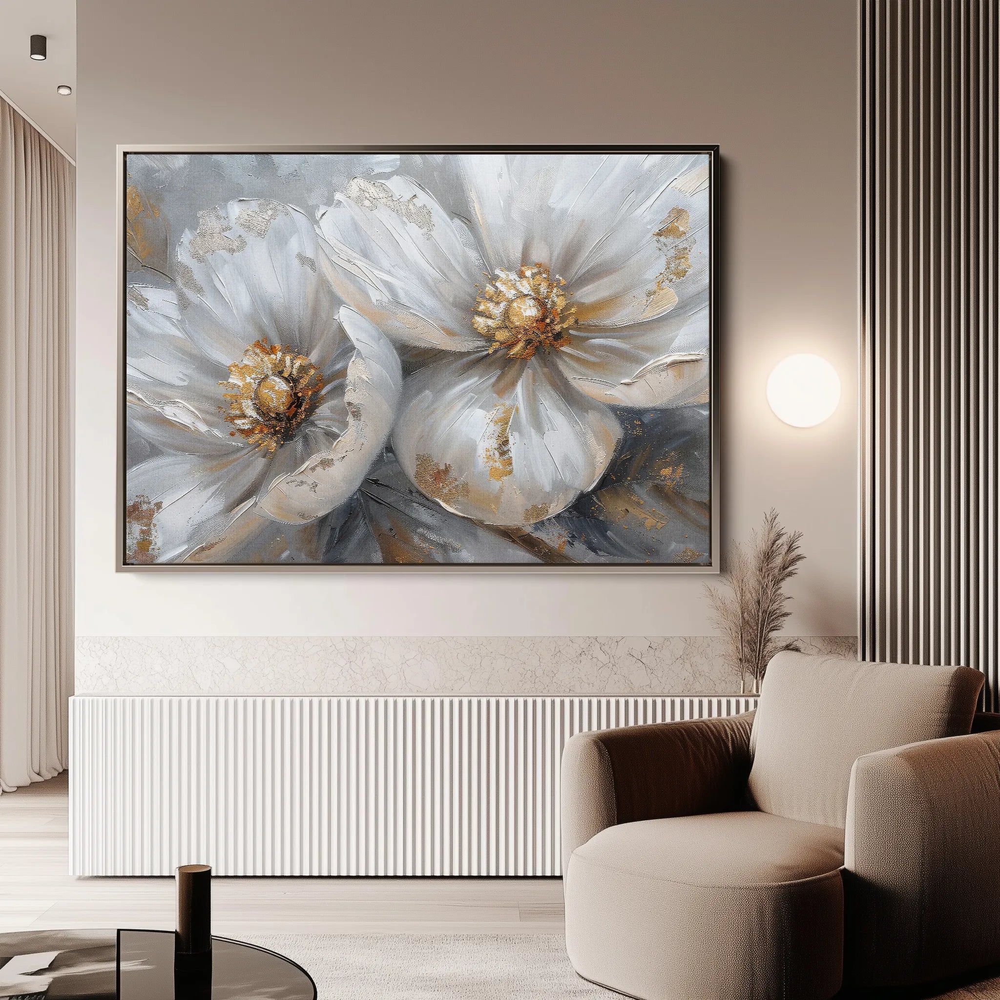 Floral 050 Canvas Art 60 x 40 cm / Black