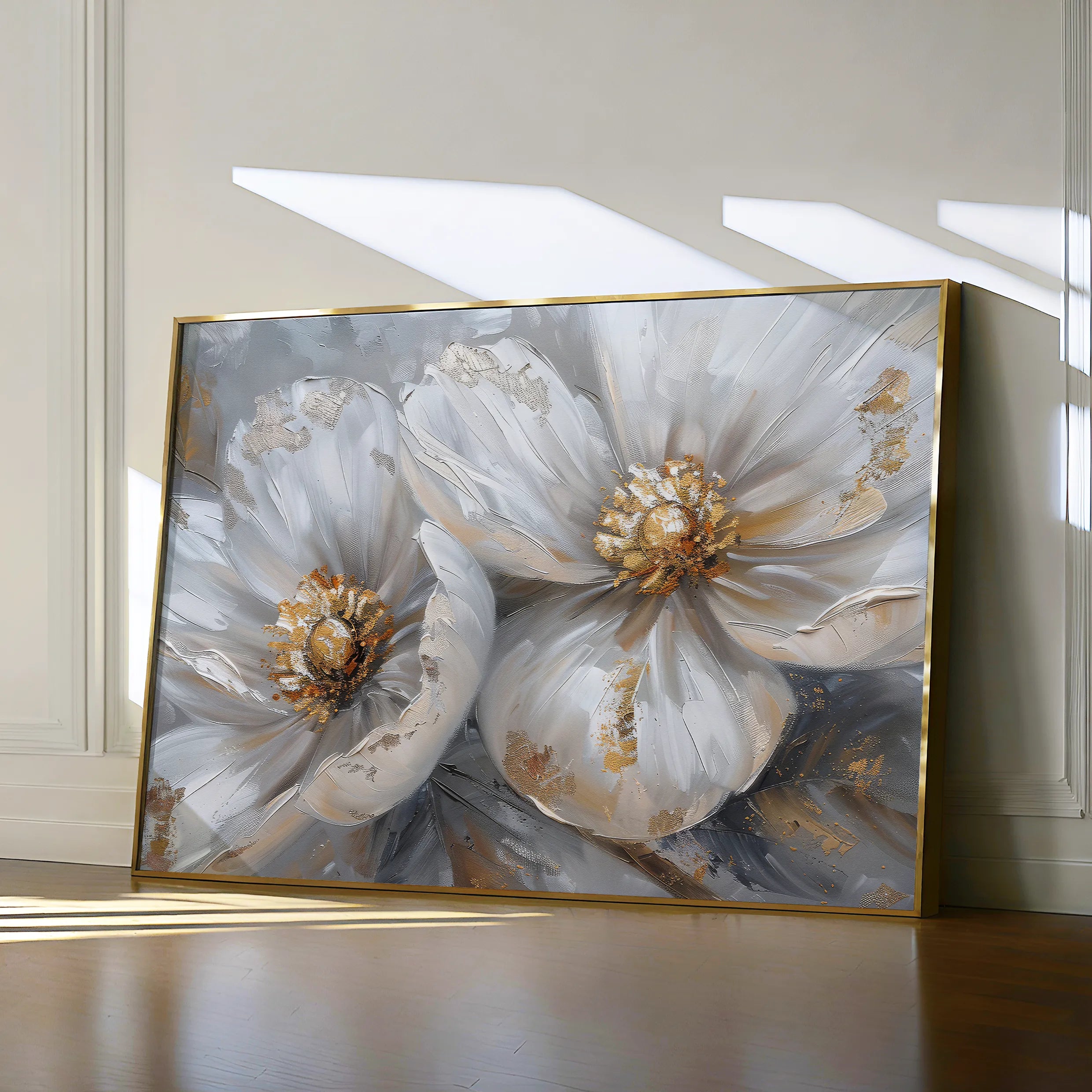 Floral 050 Canvas Art 60 x 40 cm / Black