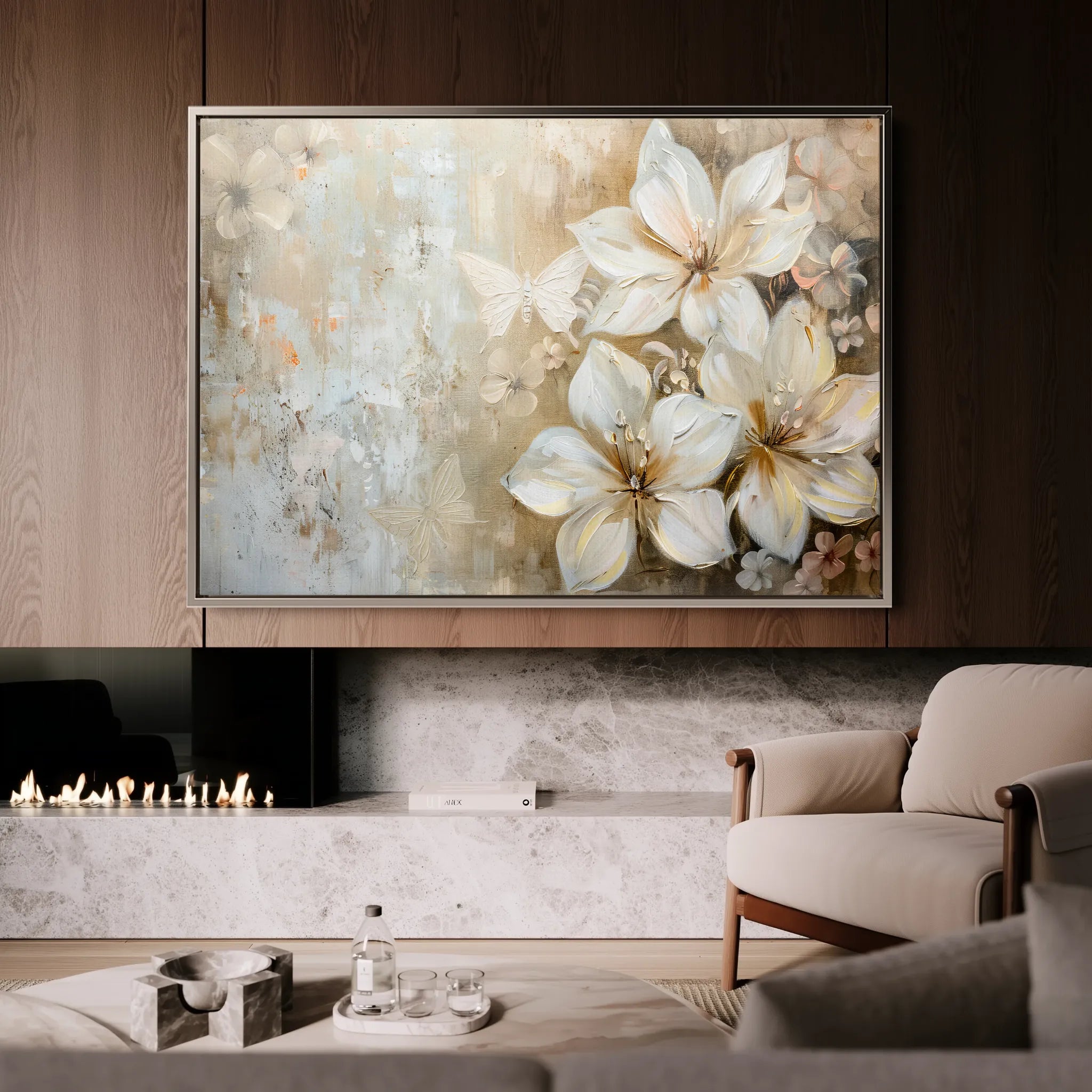 Floral 051 Canvas Art 60 x 40 cm / Black