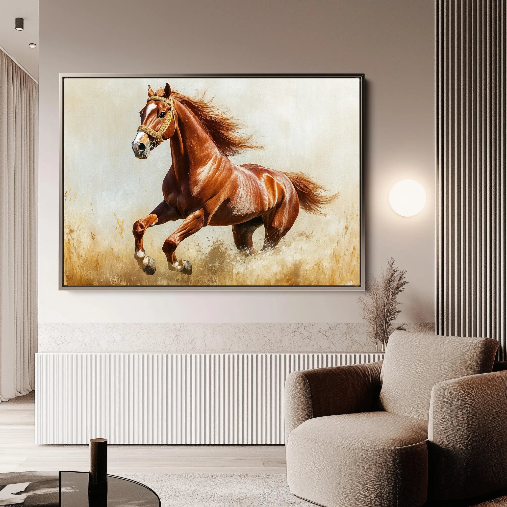 Horses 051 Canvas Art 60 x 40 cm / Black