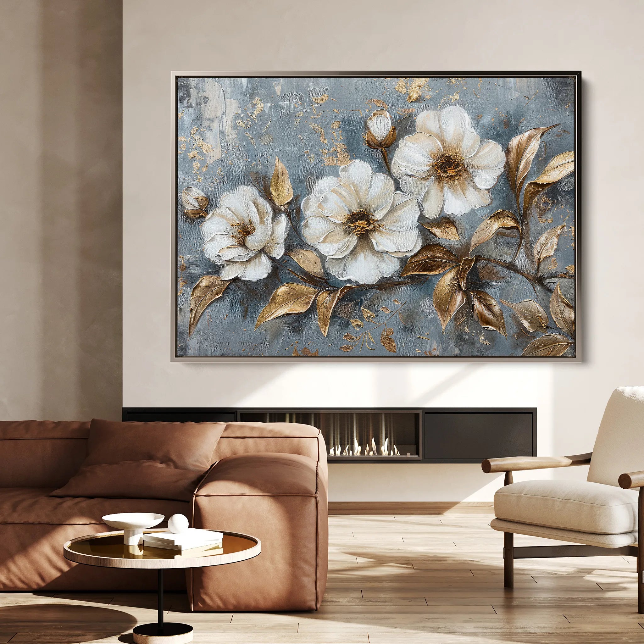 Floral 052 Canvas Art 60 x 40 cm / Black