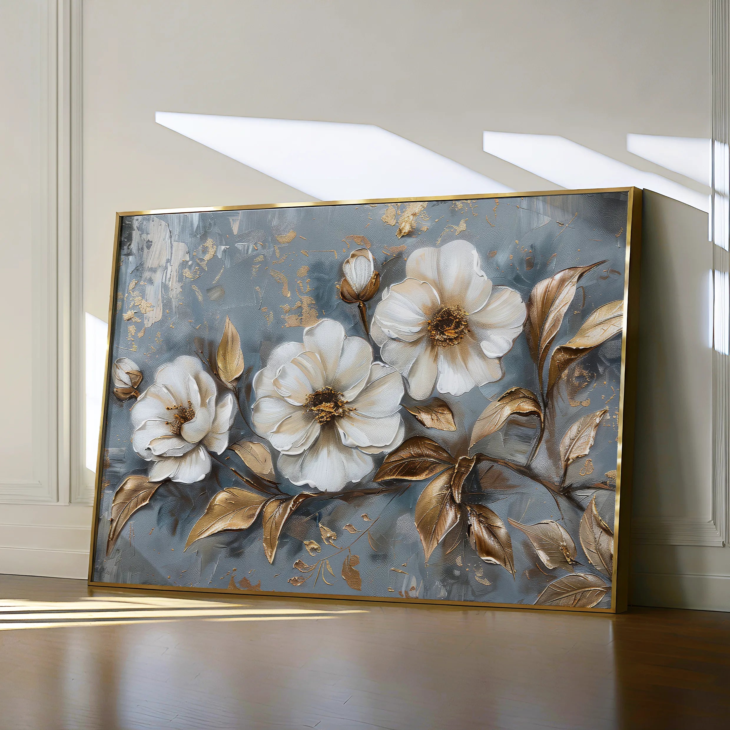 Floral 052 Canvas Art 60 x 40 cm / Black