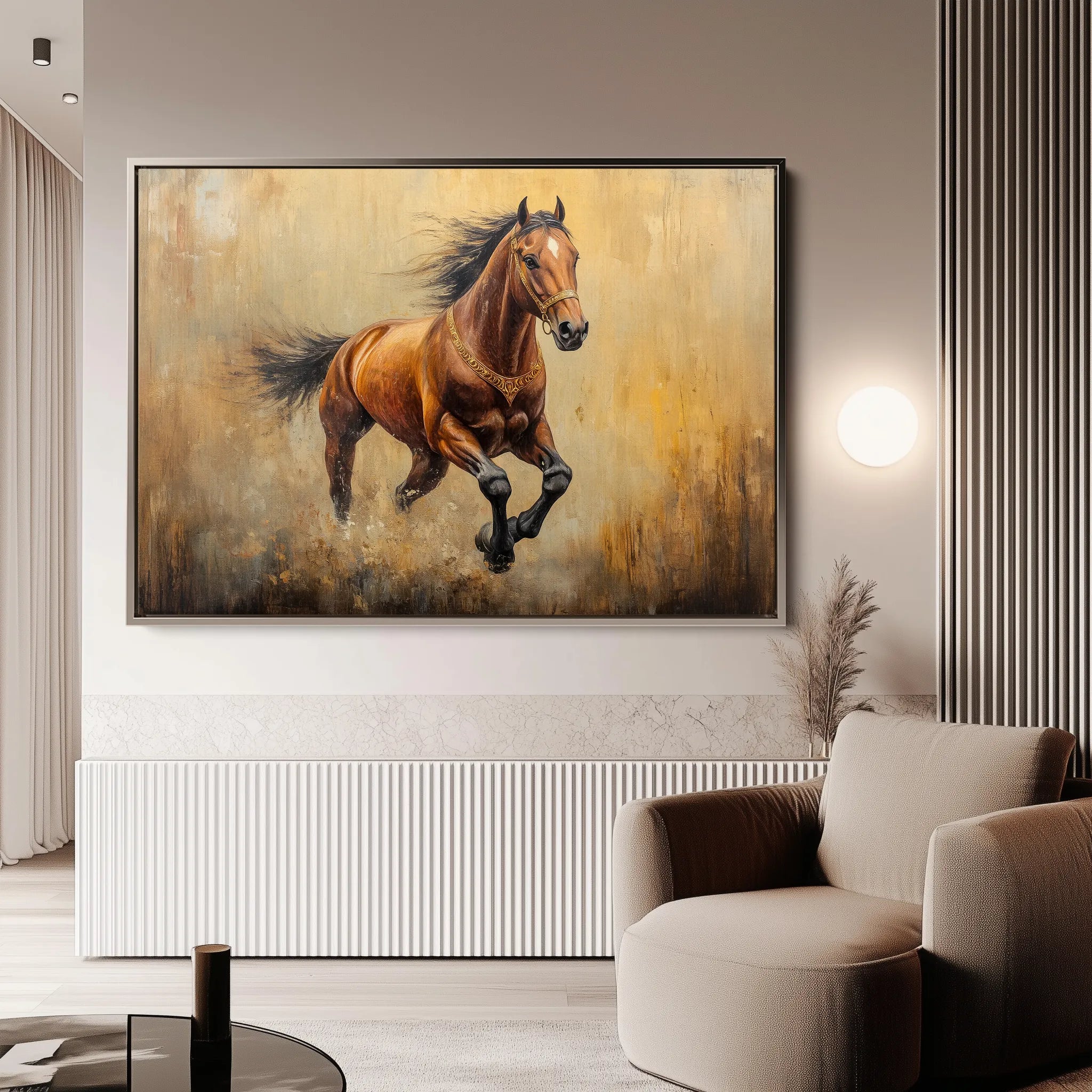 Horses 052 Canvas Art 60 x 40 cm / Black