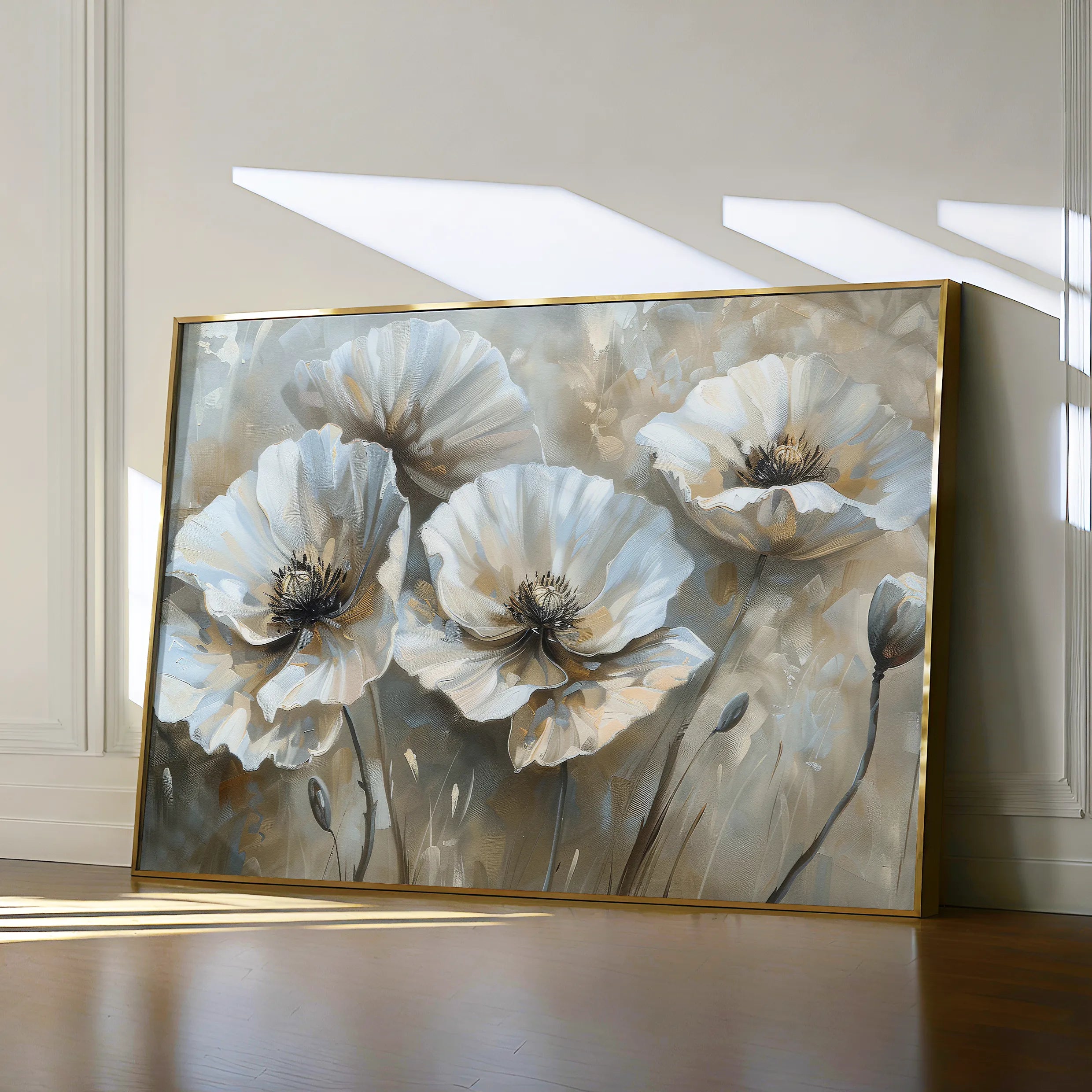 Floral 053 Canvas Art 60 x 40 cm / Black
