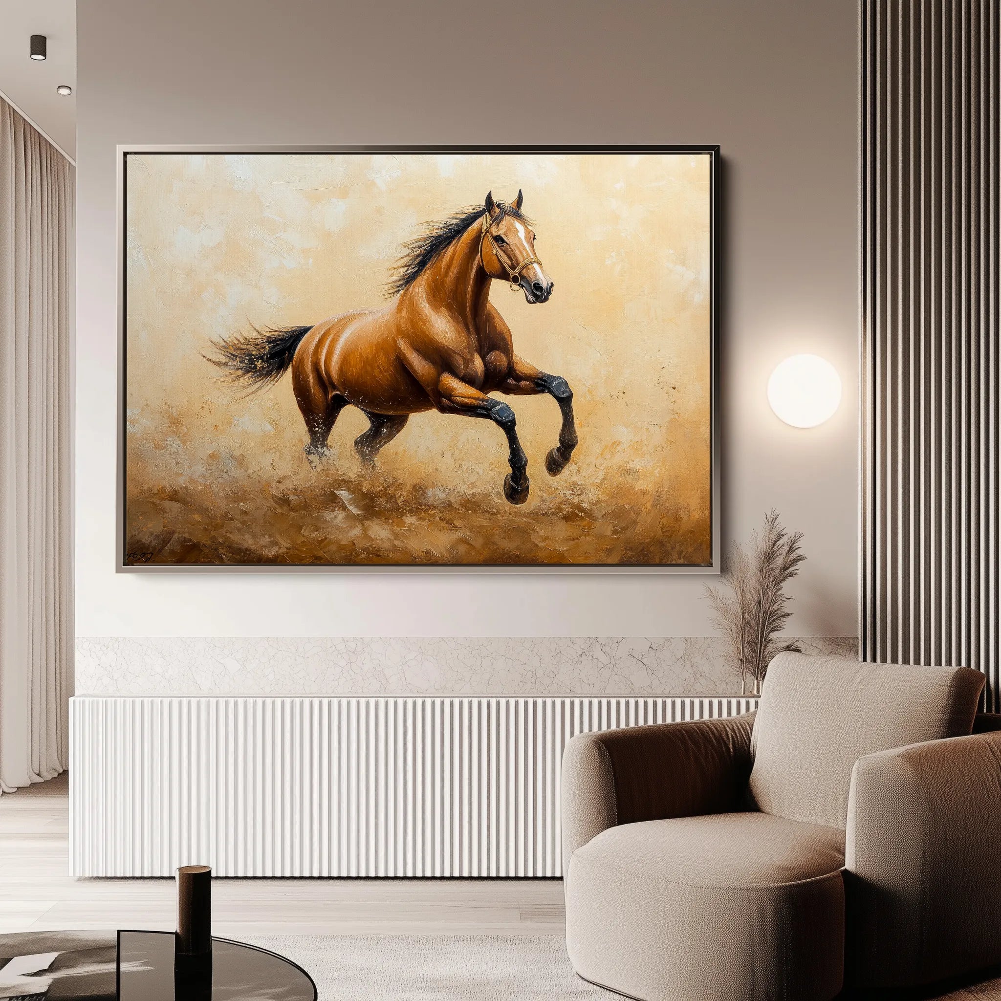 Horses 054 Canvas Art 60 x 40 cm / Black