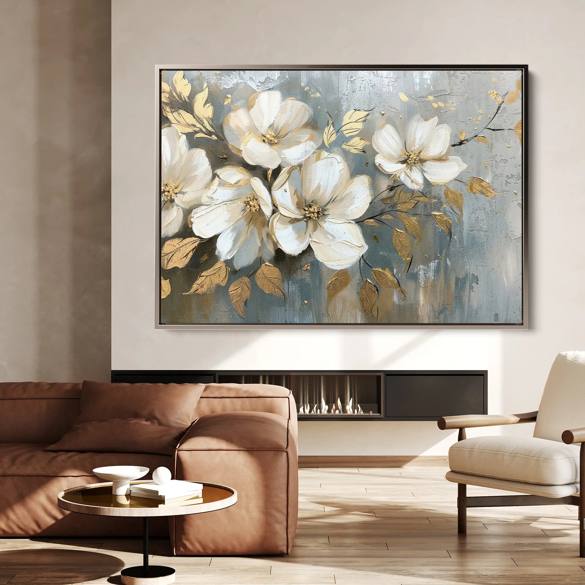 Floral 055 Canvas Art 60 x 40 cm / Black