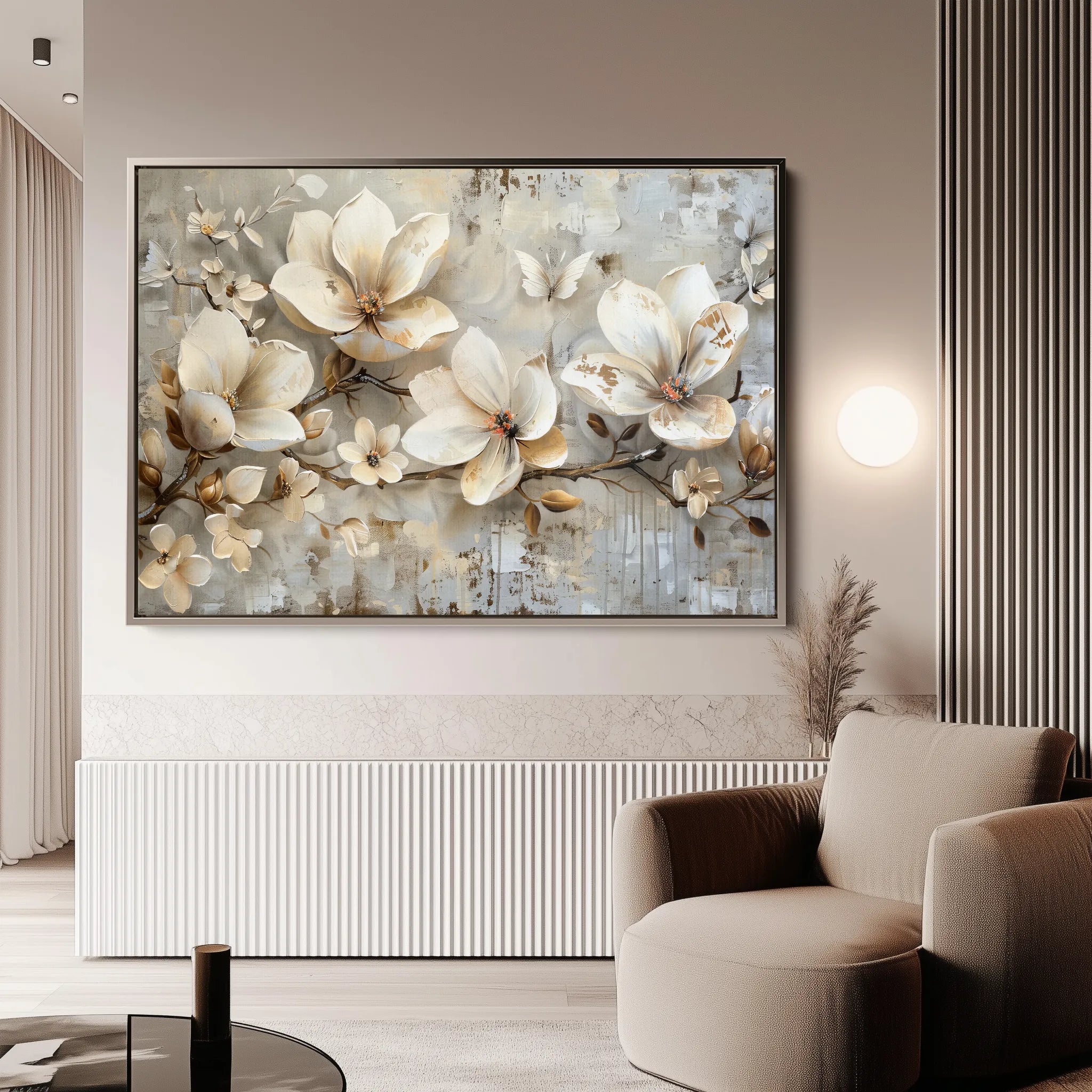 Floral 056 Canvas Art 60 x 40 cm / Black
