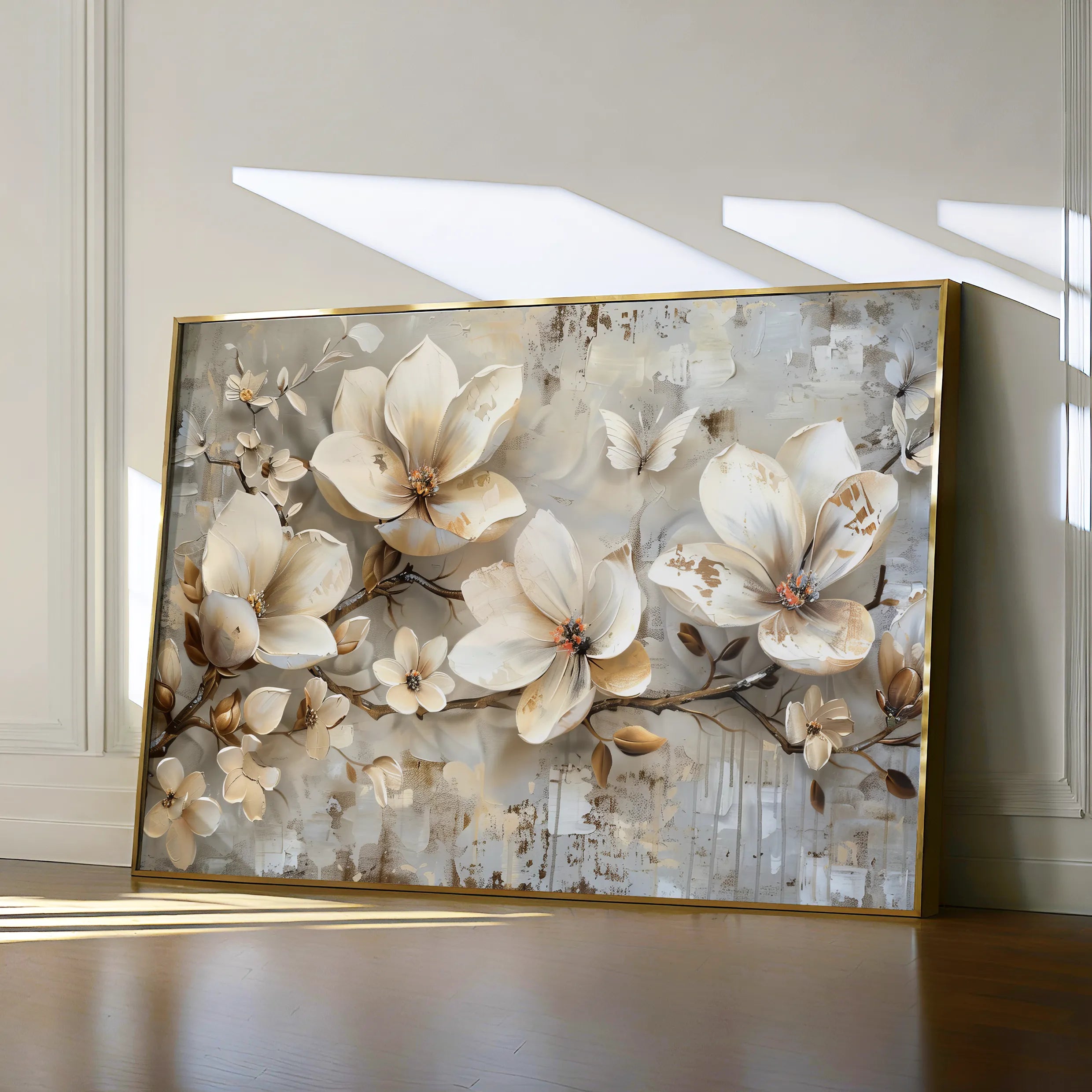 Floral 056 Canvas Art 60 x 40 cm / Black