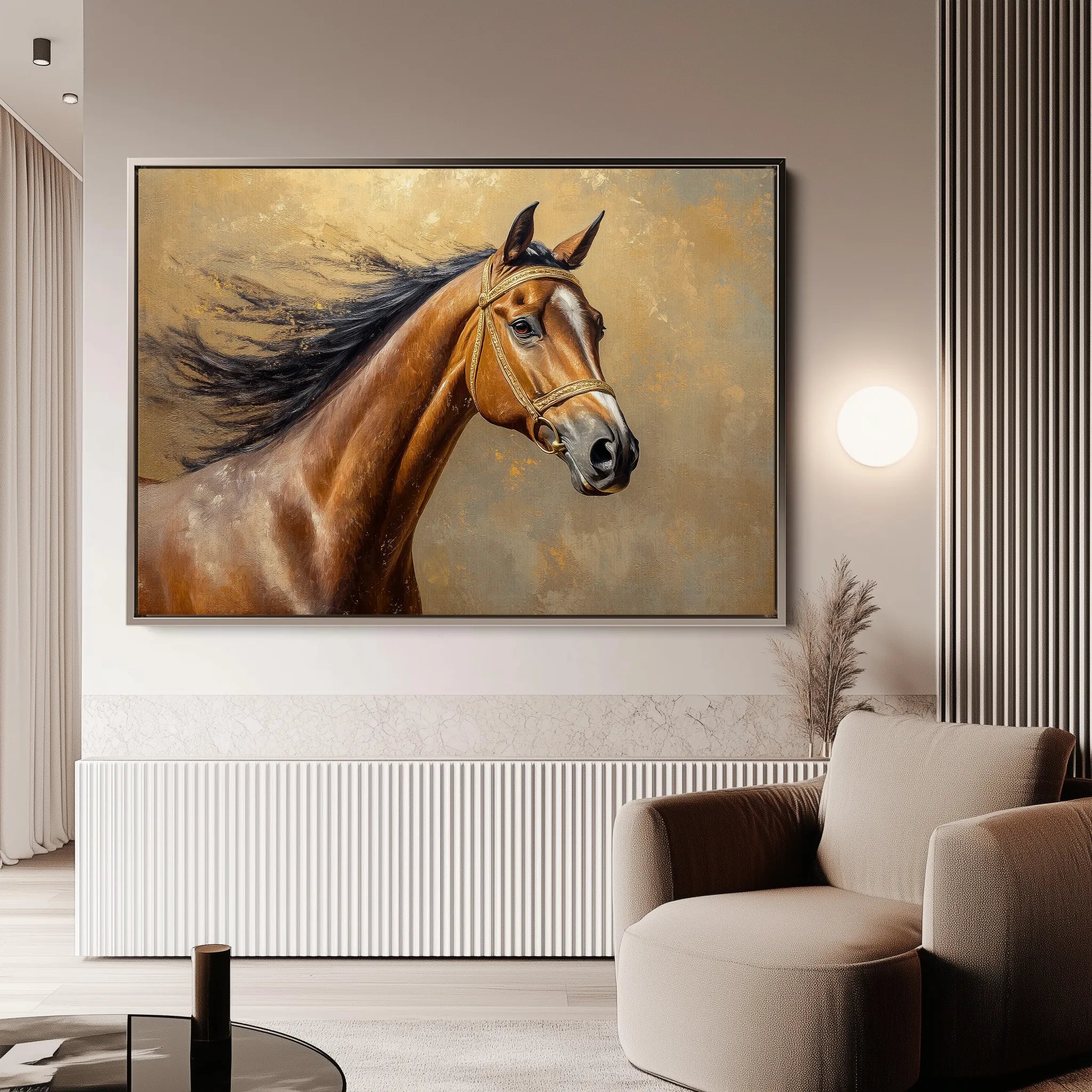 Horses 056 Canvas Art 60 x 40 cm / Black