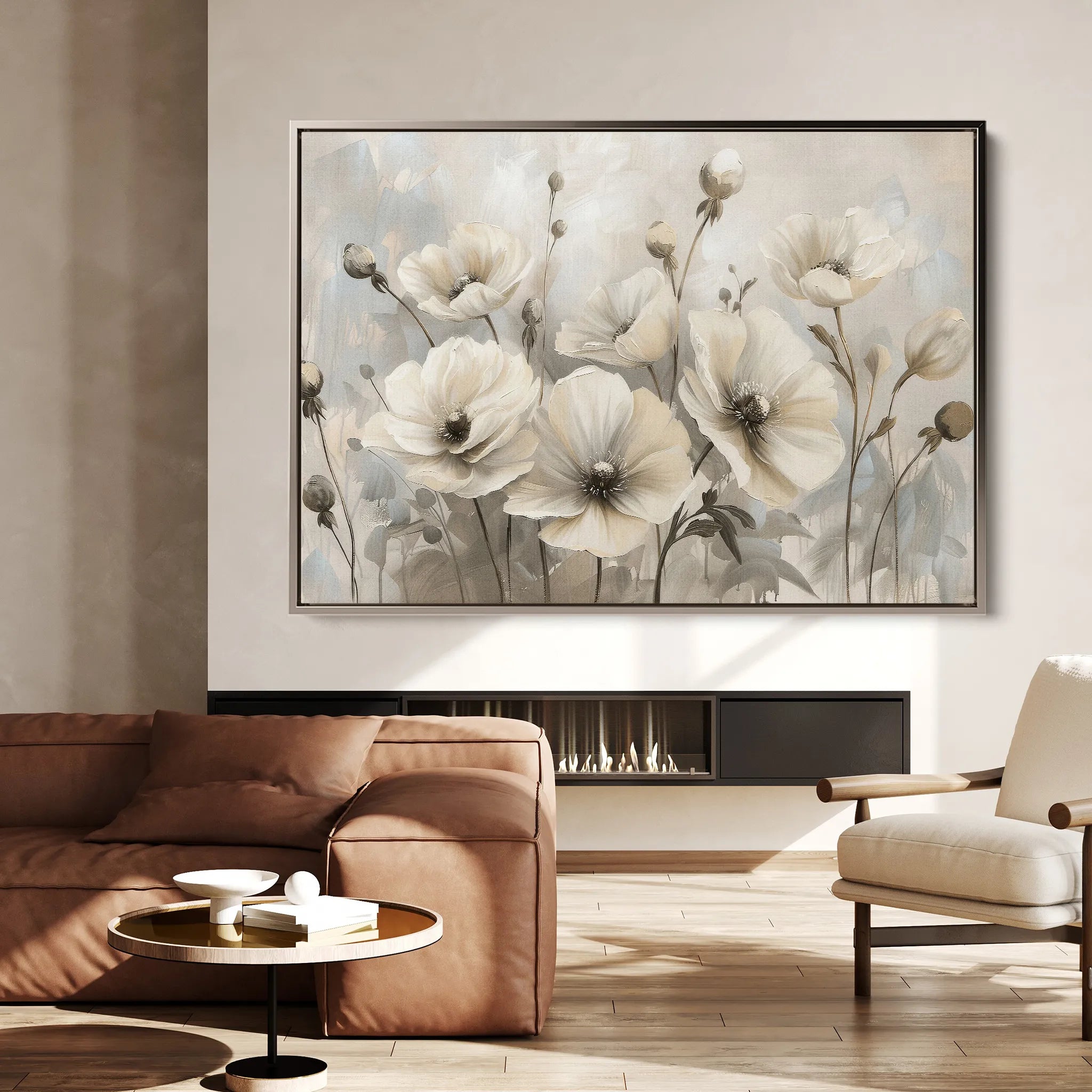 Floral 058 Canvas Art 60 x 40 cm / Black
