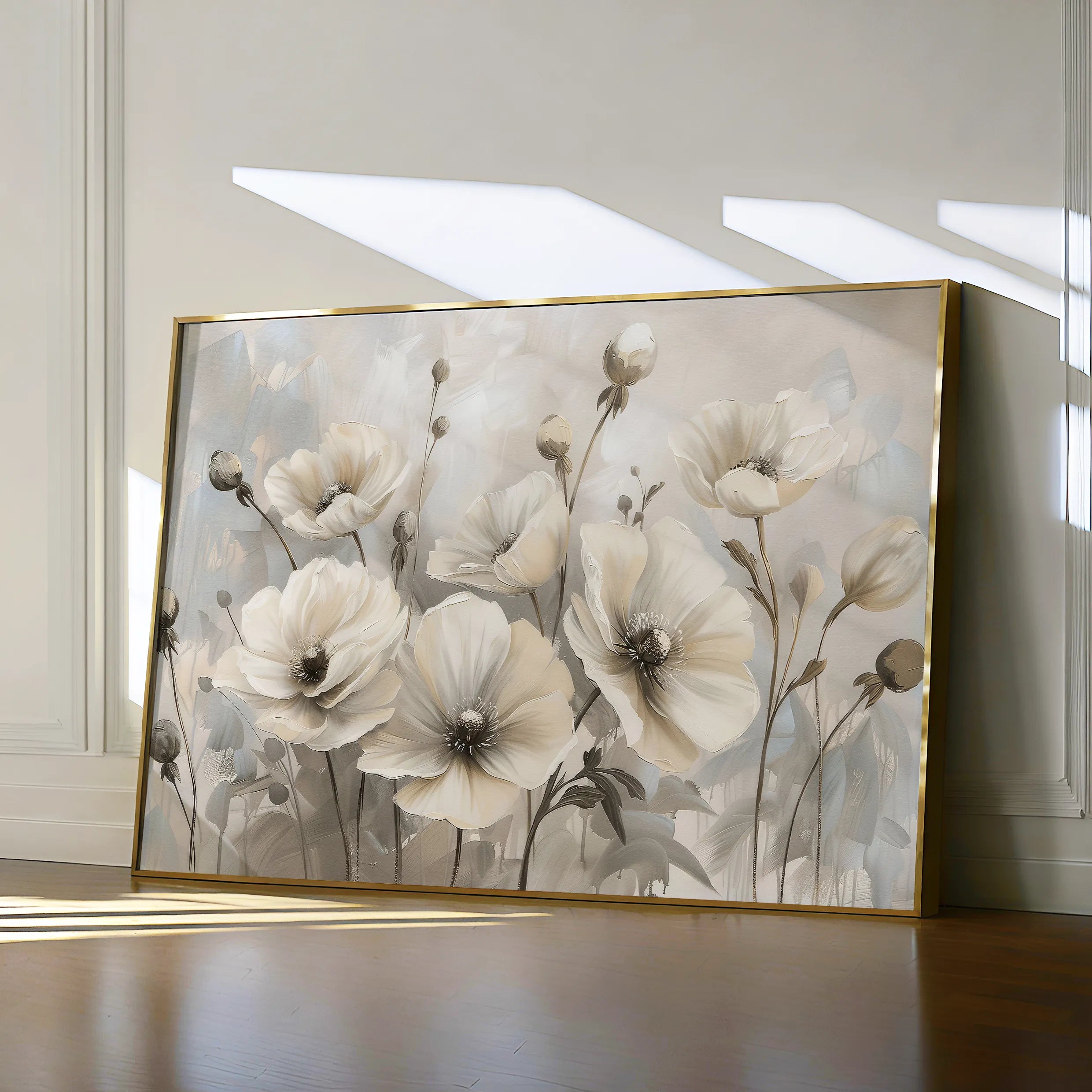 Floral 058 Canvas Art 60 x 40 cm / Black