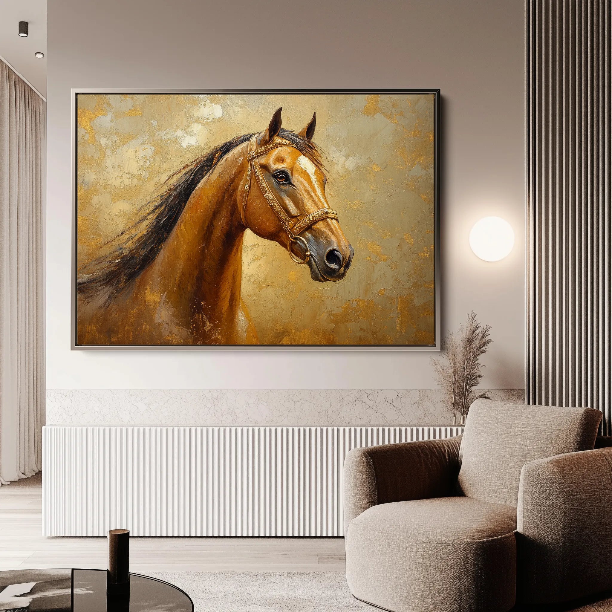 Horses 058 Canvas Art 60 x 40 cm / Black