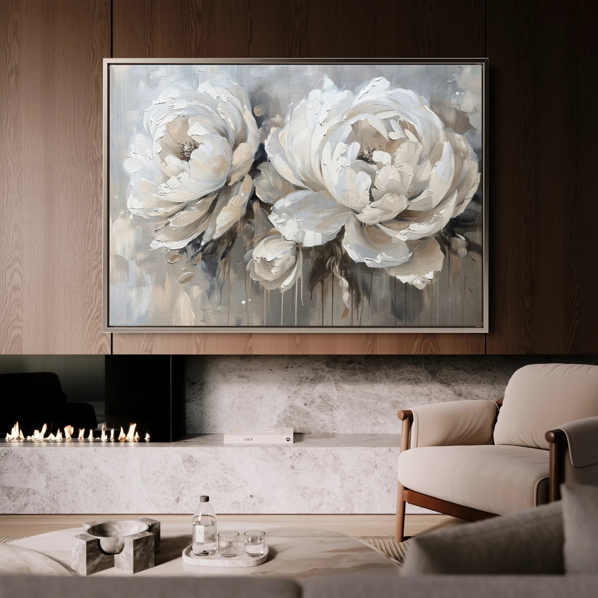 Floral 060 Canvas Art 60 x 40 cm / Black