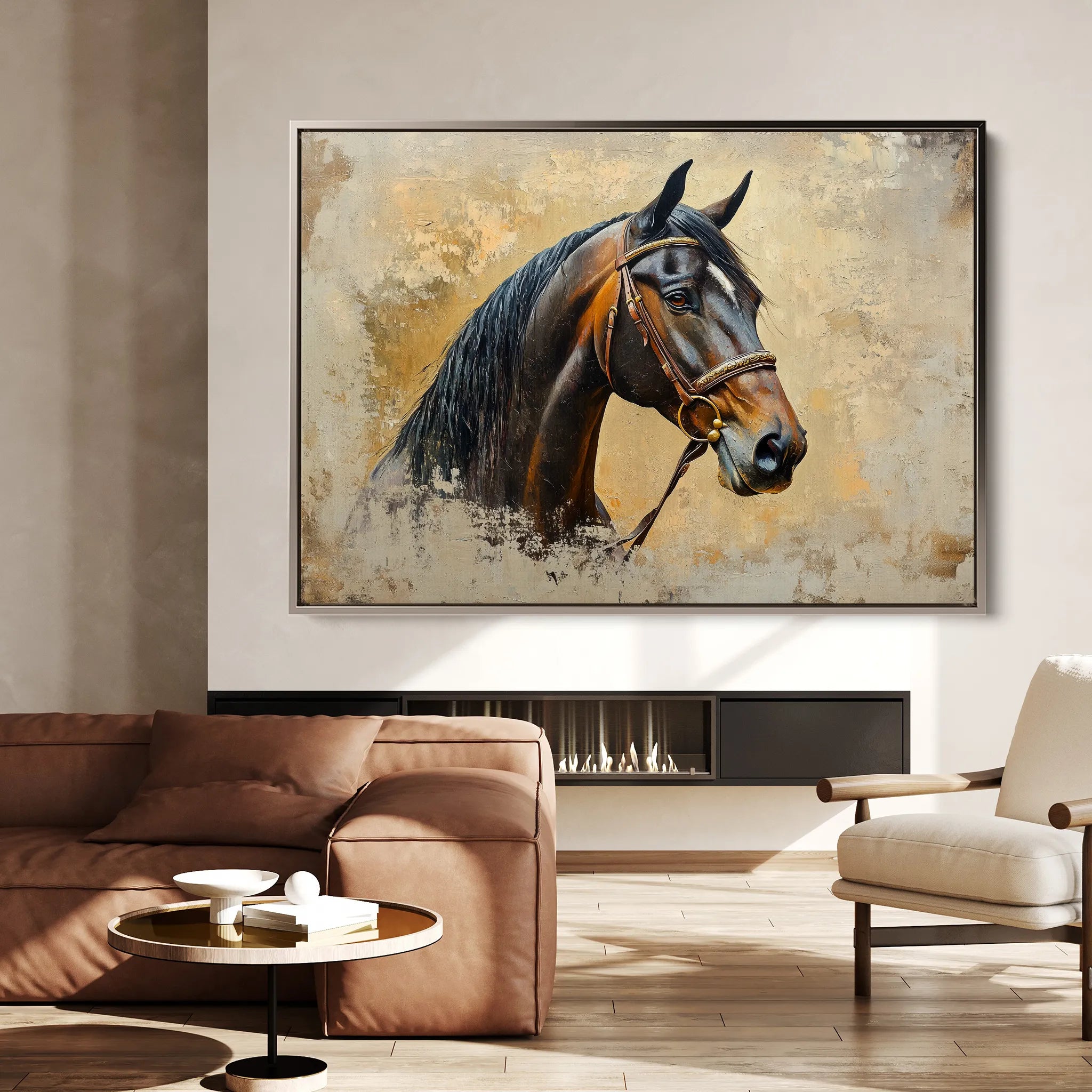 Horses 060 Canvas Art 60 x 40 cm / Black