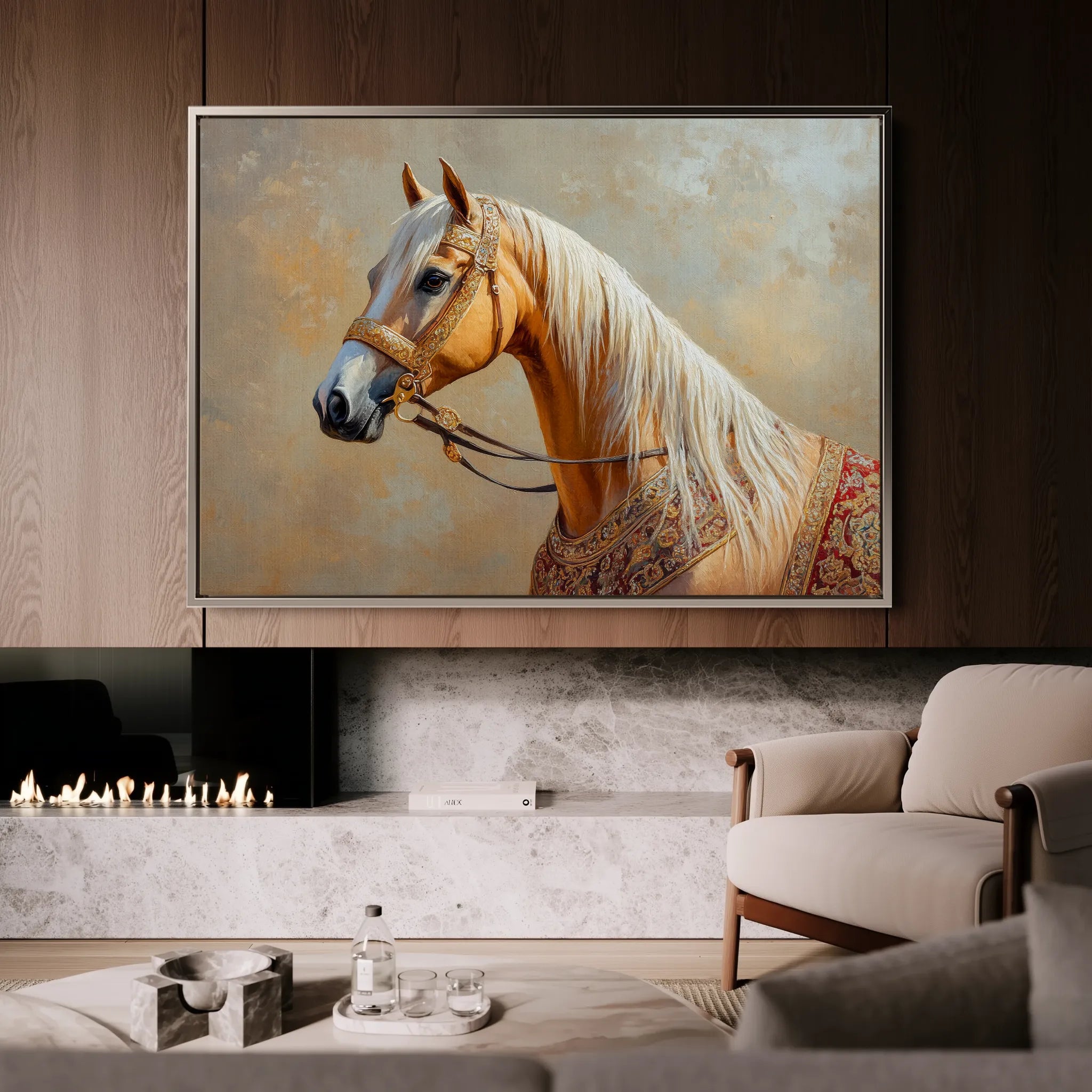 Horses 061 Canvas Art 60 x 40 cm / Black