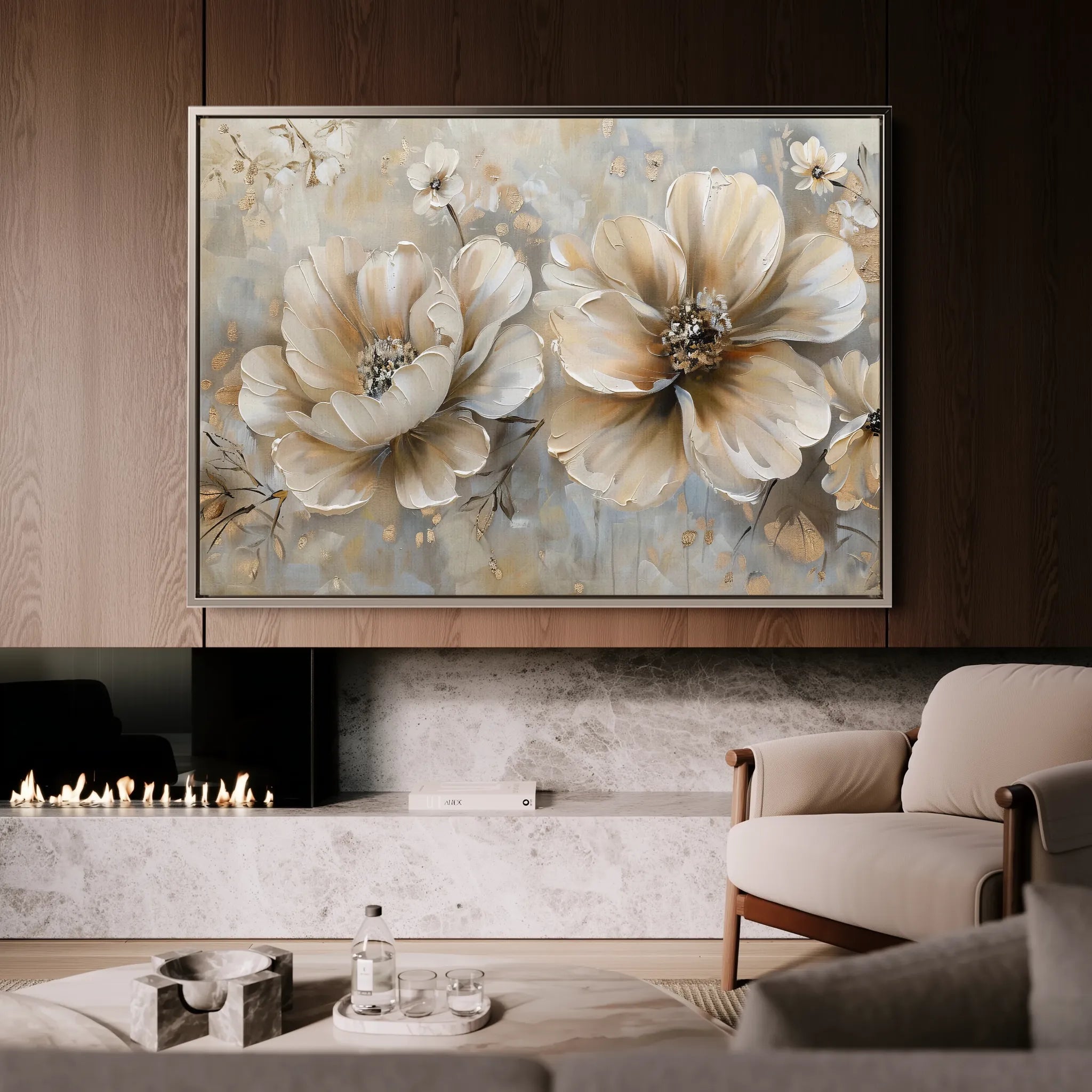 Floral 063 Canvas Art 60 x 40 cm / Black