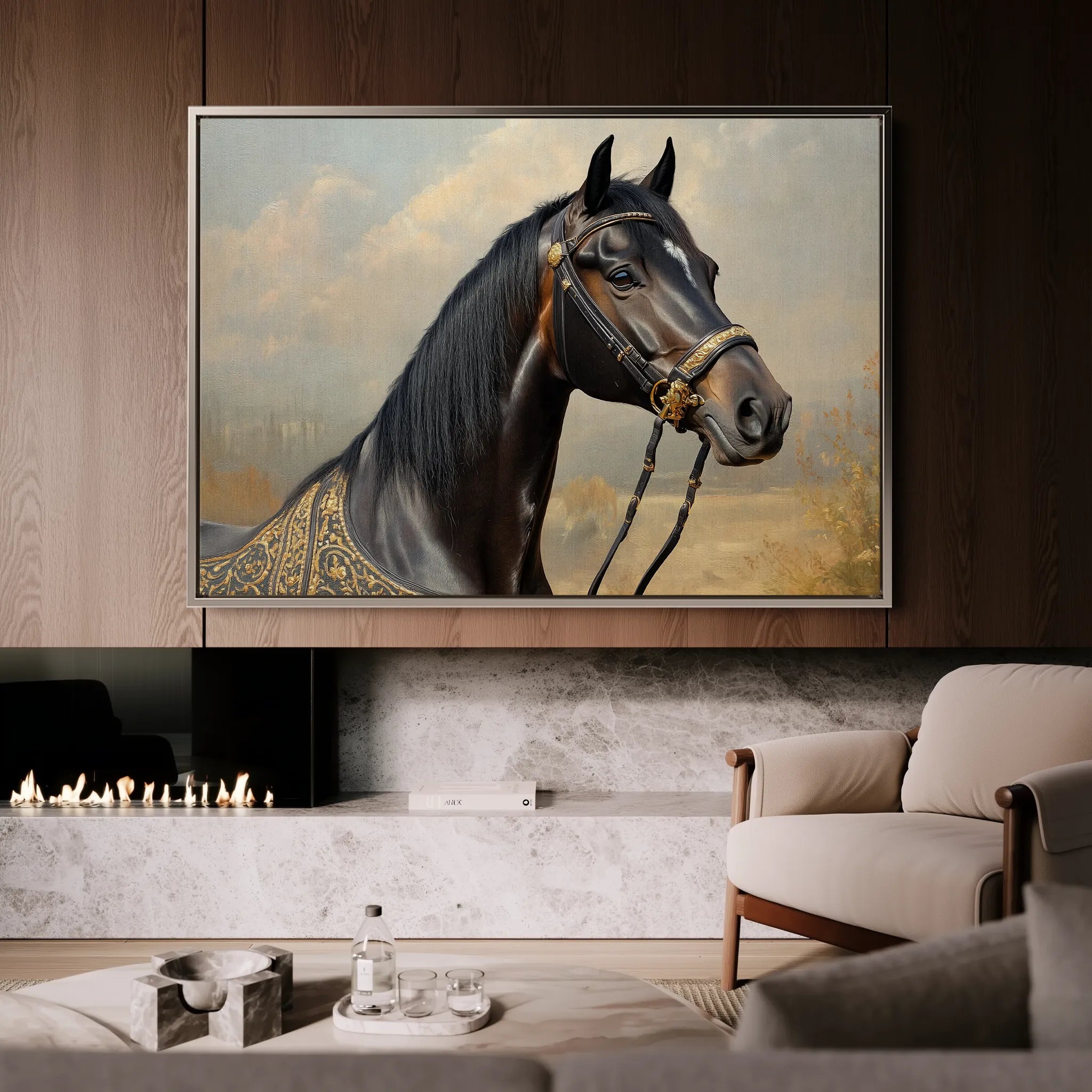 Horses 063 Canvas Art 60 x 40 cm / Black