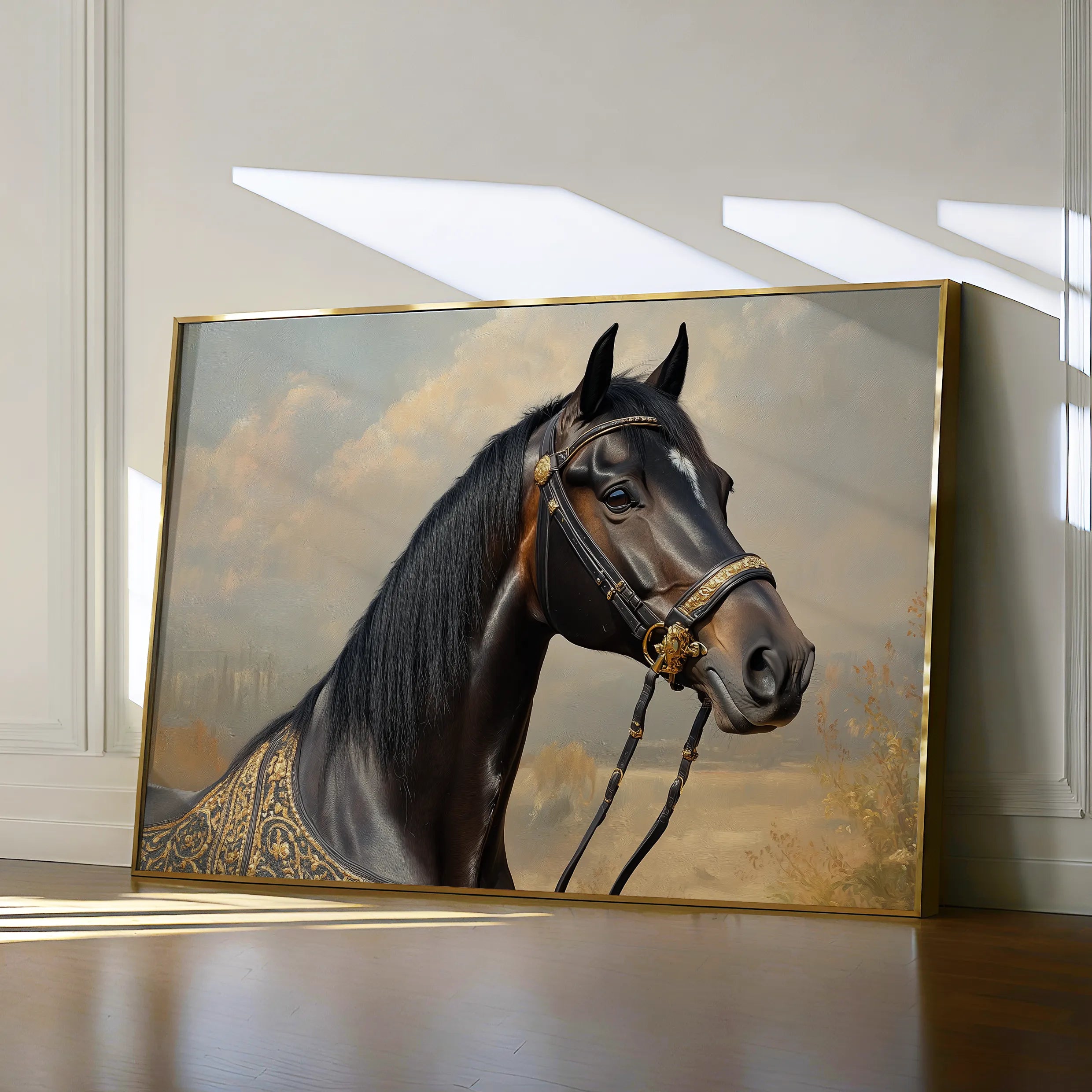 Horses 063 Canvas Art 60 x 40 cm / Black