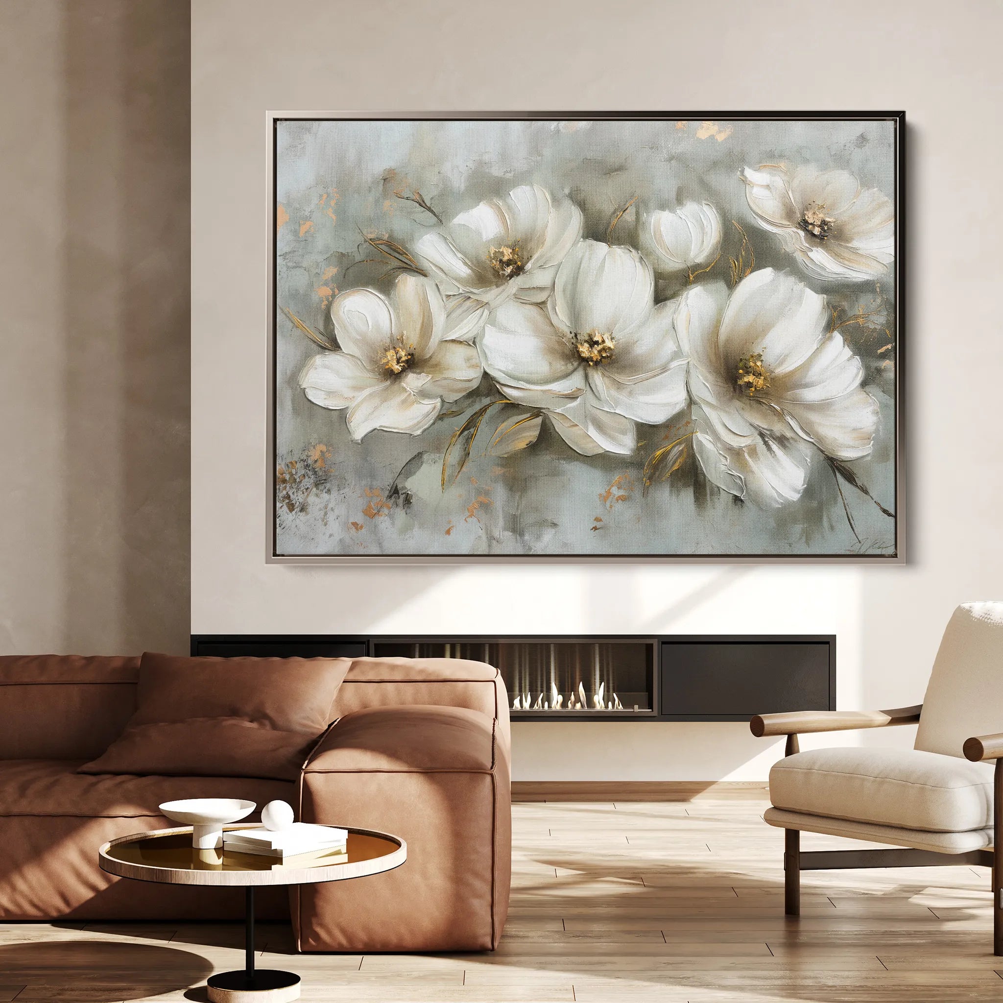 Floral 064 Canvas Art 60 x 40 cm / Black