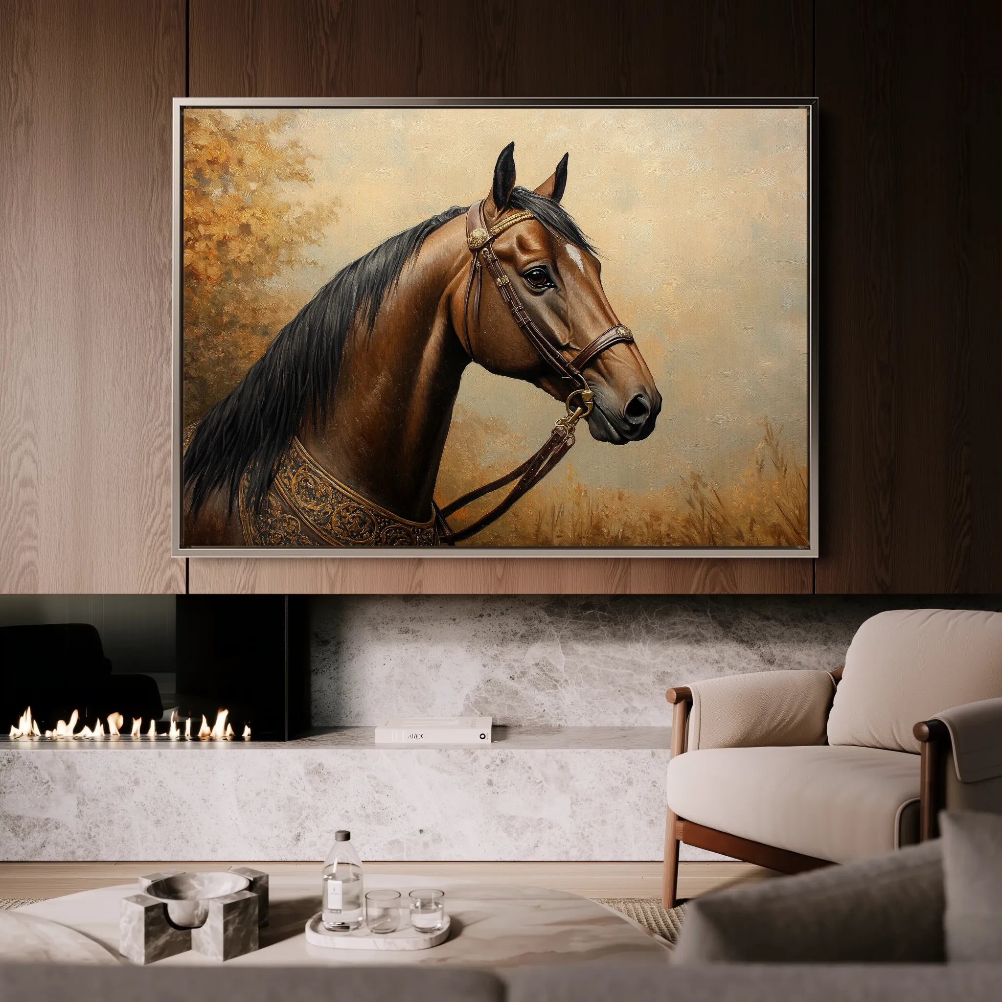 Horses 064 Canvas Art 60 x 40 cm / Black
