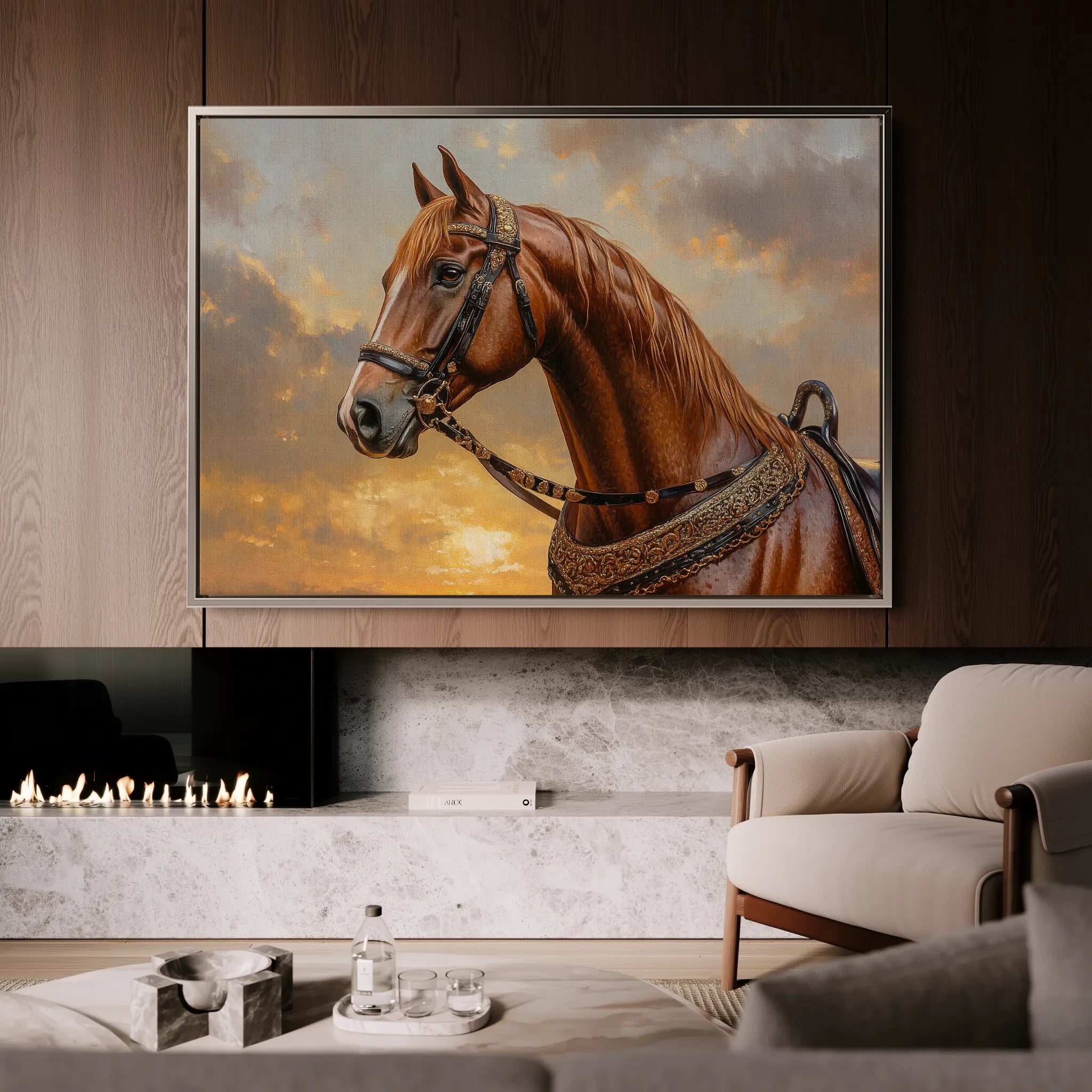 Horses 065 Canvas Art 60 x 40 cm / Black