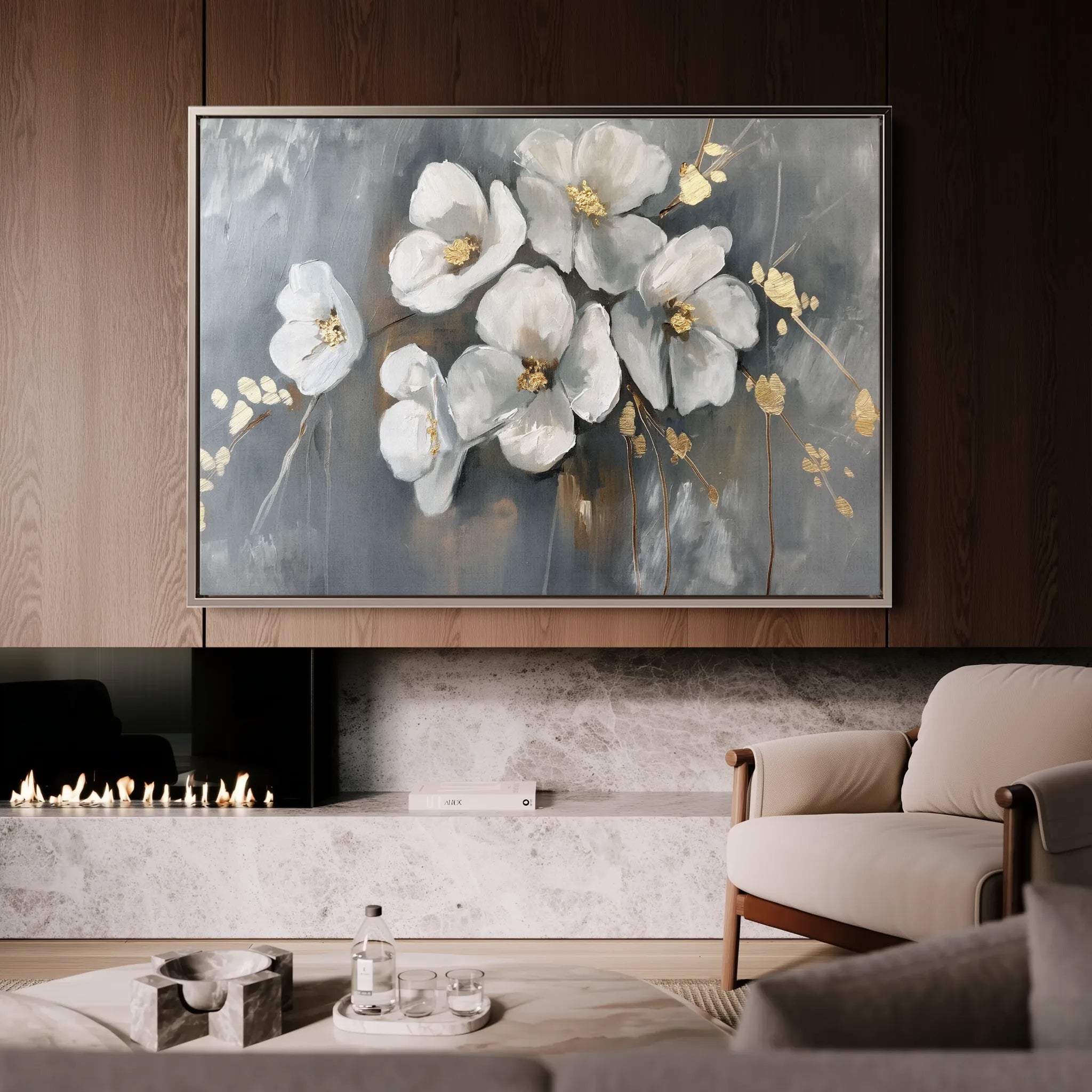 Floral 066 Canvas Art 60 x 40 cm / Black