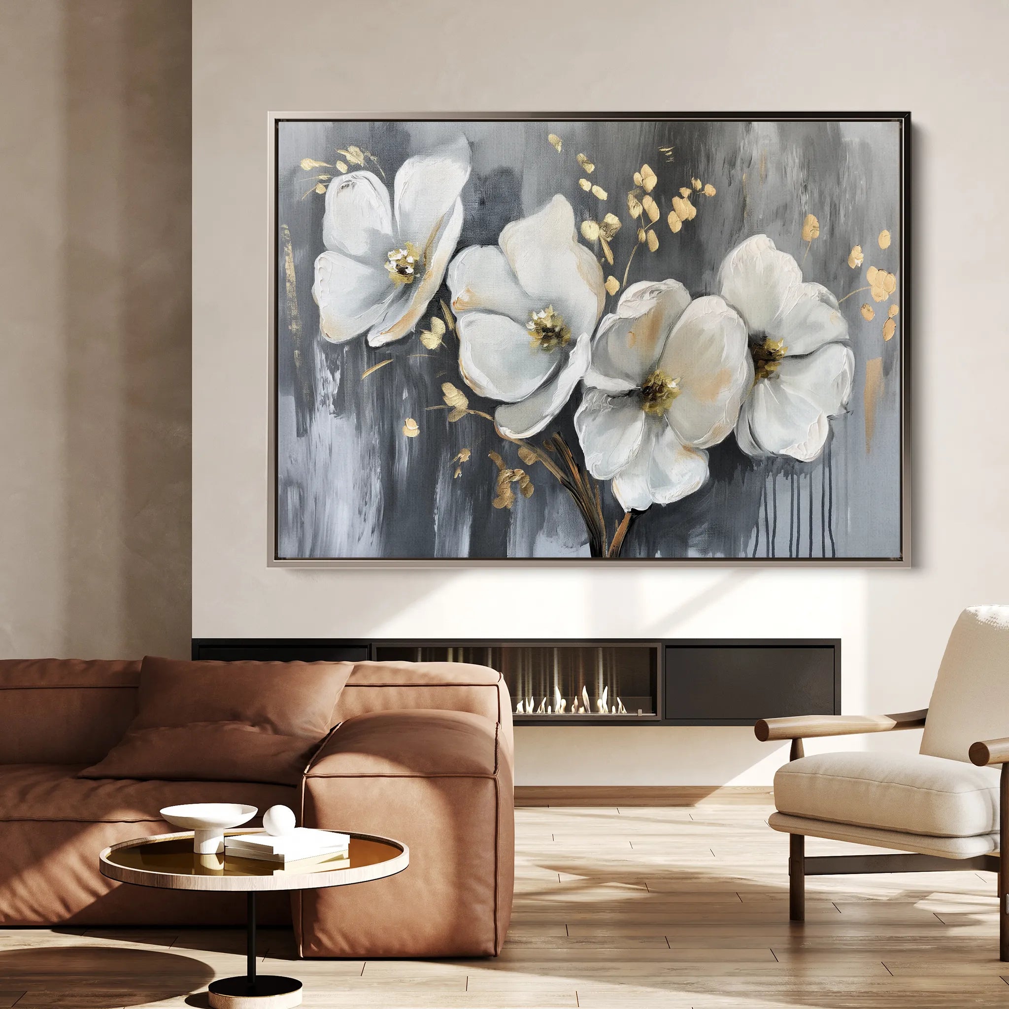 Floral 067 Canvas Art 60 x 40 cm / Black
