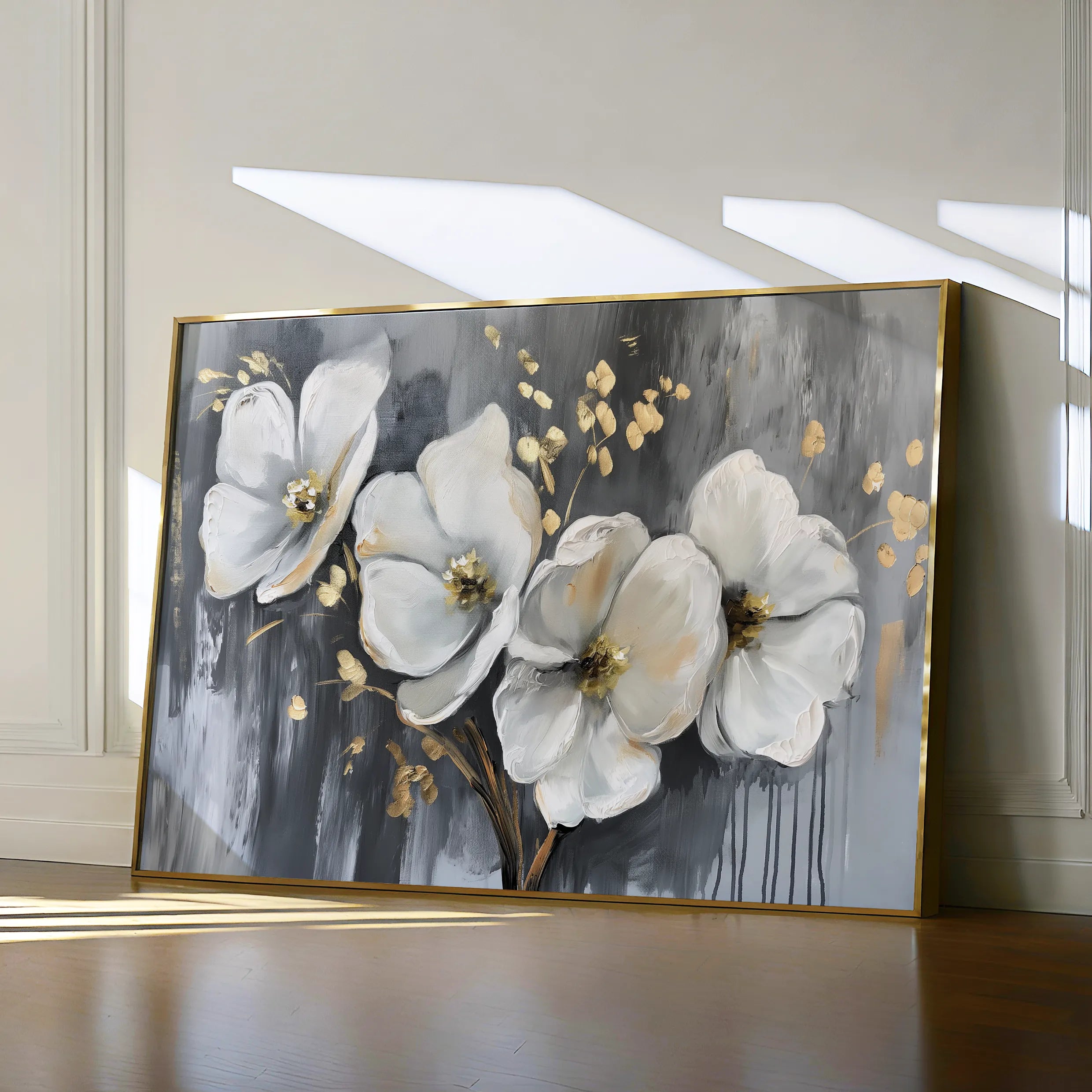 Floral 067 Canvas Art 60 x 40 cm / Black