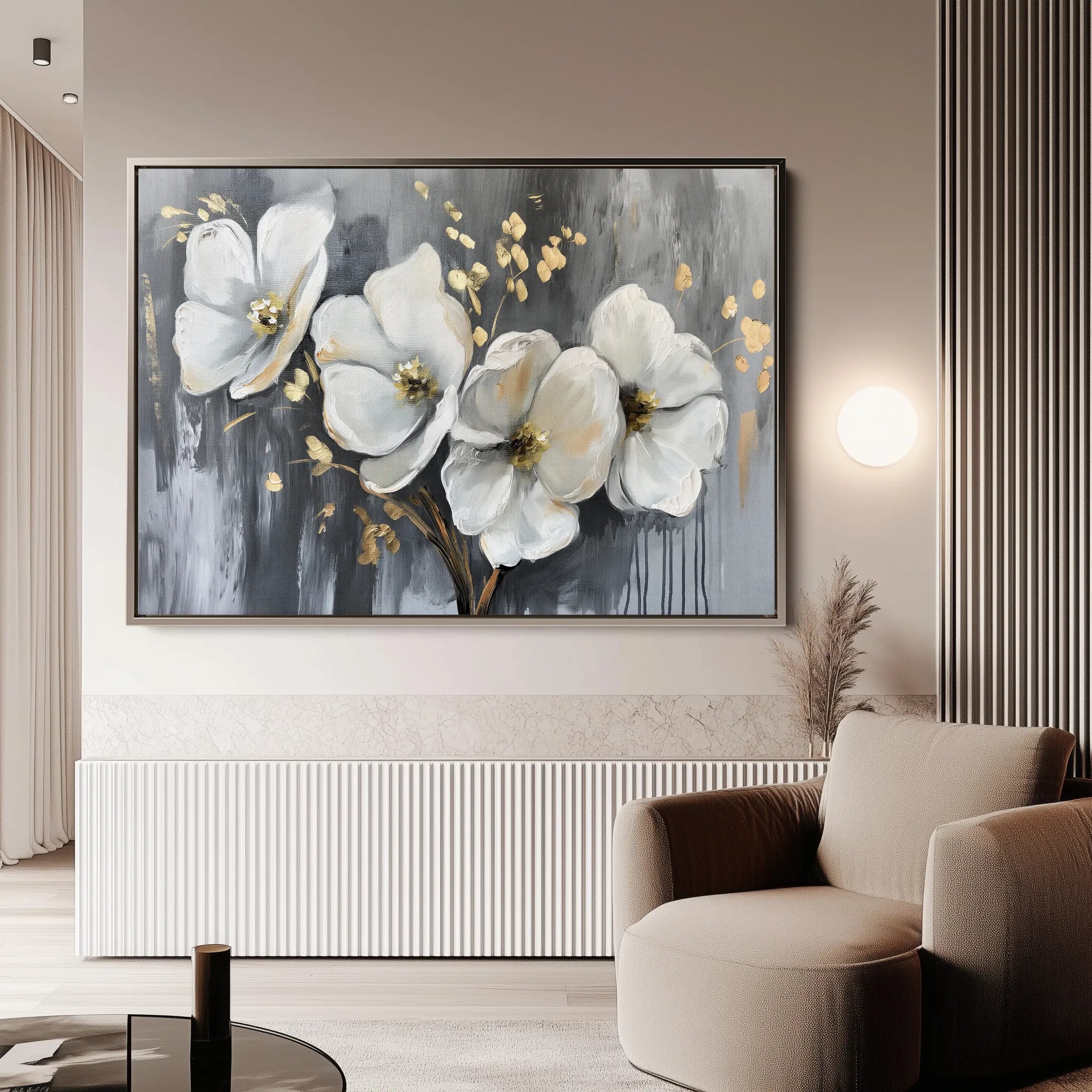 Floral 067 Canvas Art 60 x 40 cm / Black