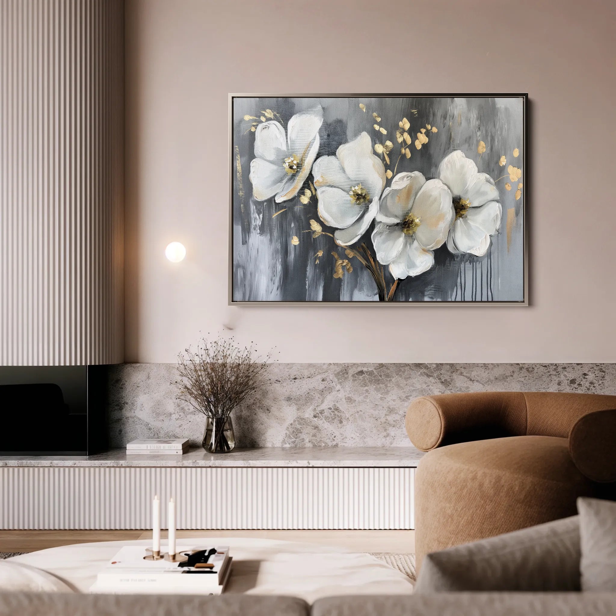 Floral 067 Canvas Art 60 x 40 cm / Black
