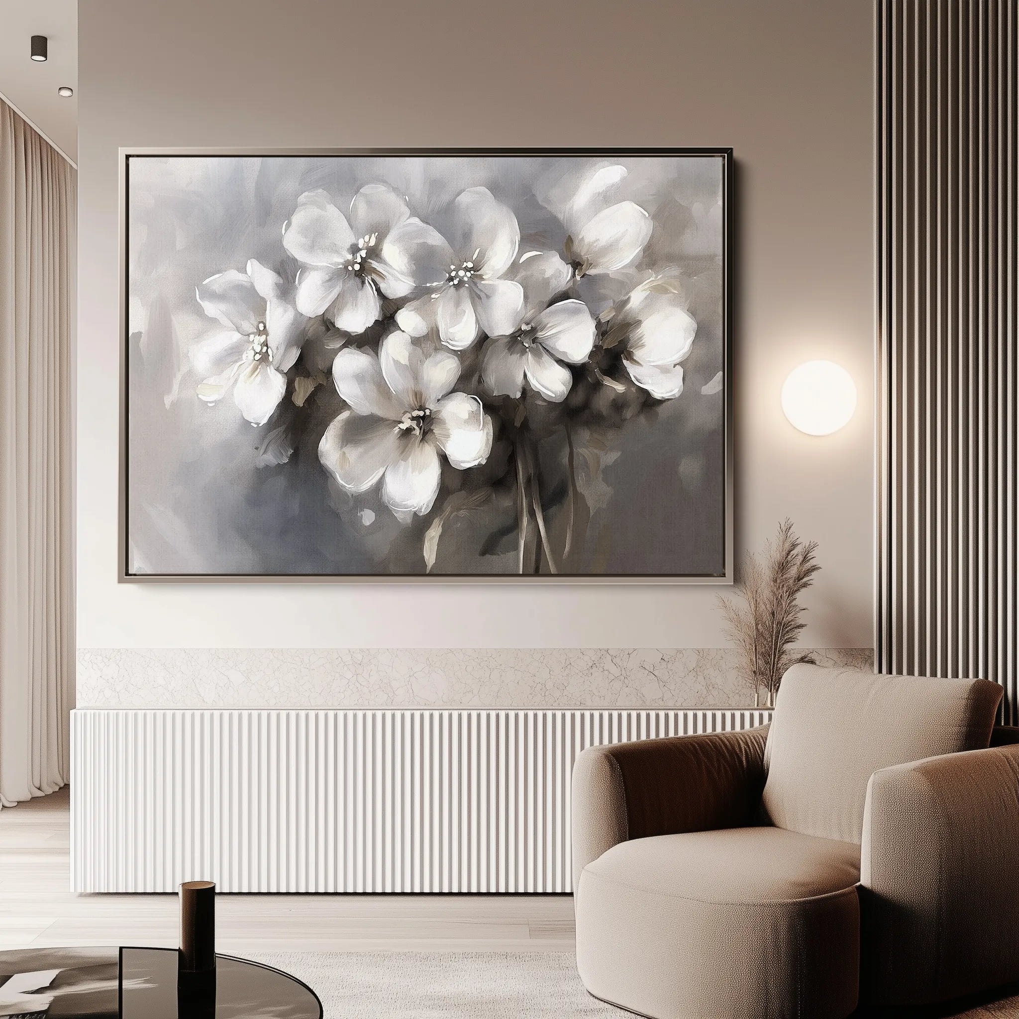 Floral 068 Canvas Art 60 x 40 cm / Black