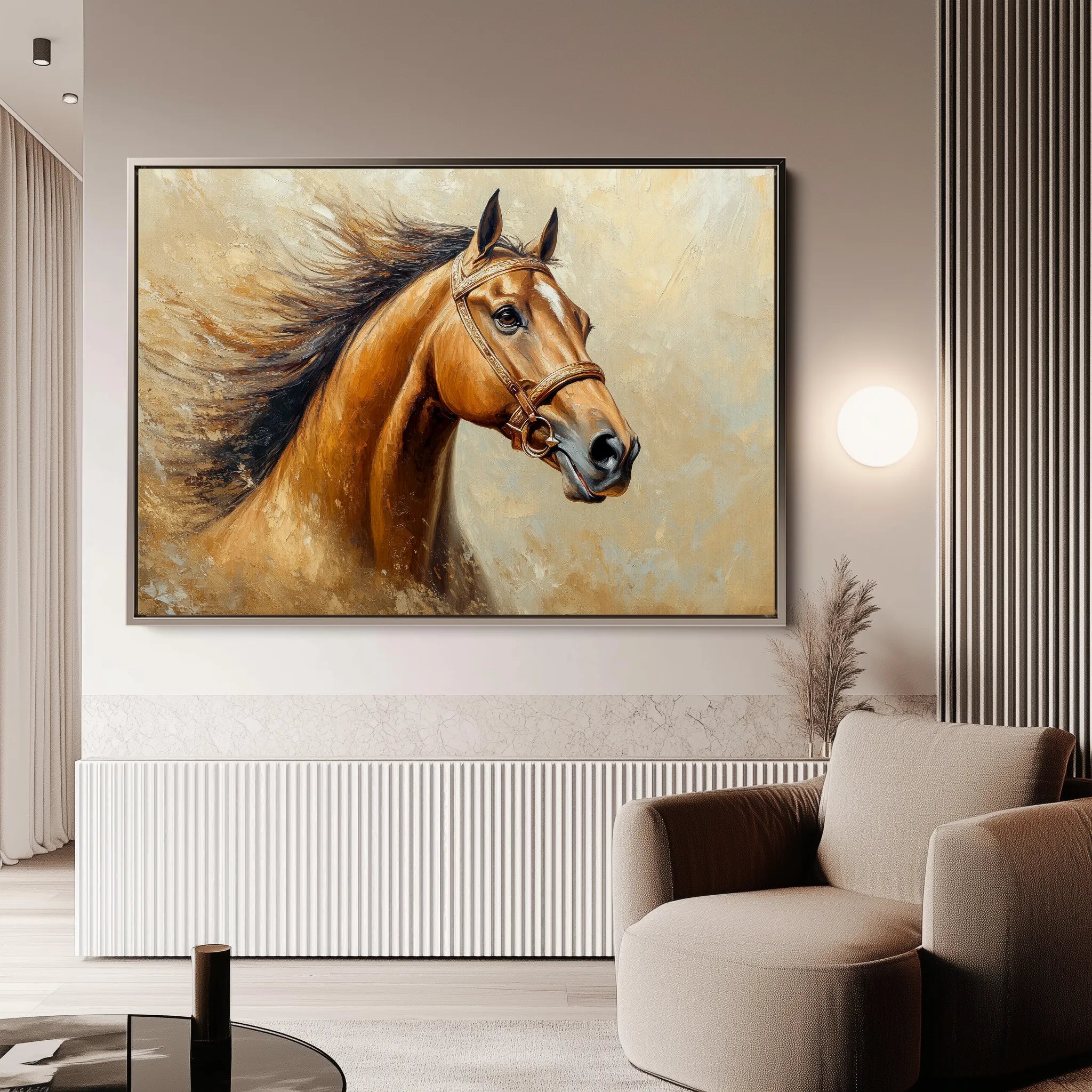 Horses 068 Canvas Art 60 x 40 cm / Black