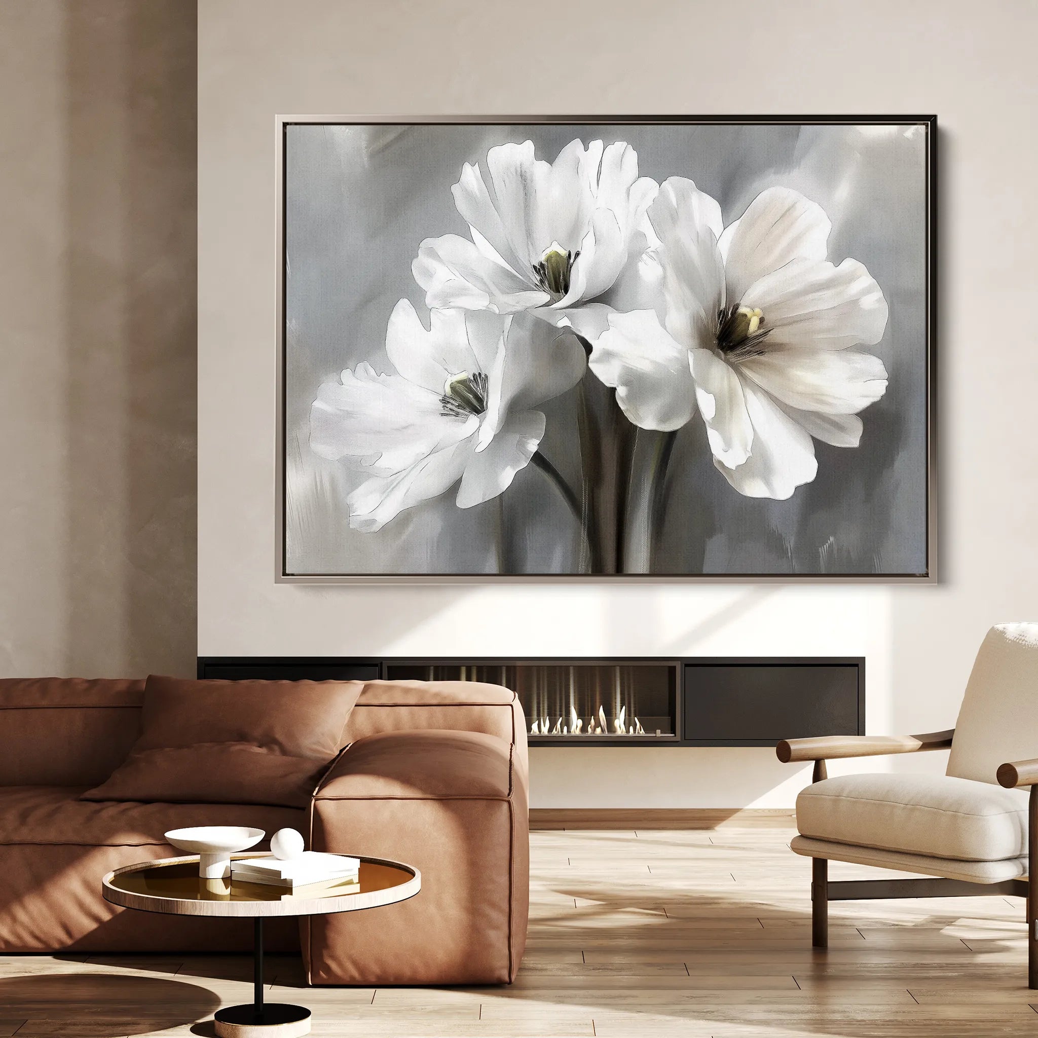 Floral 069 Canvas Art 60 x 40 cm / Black
